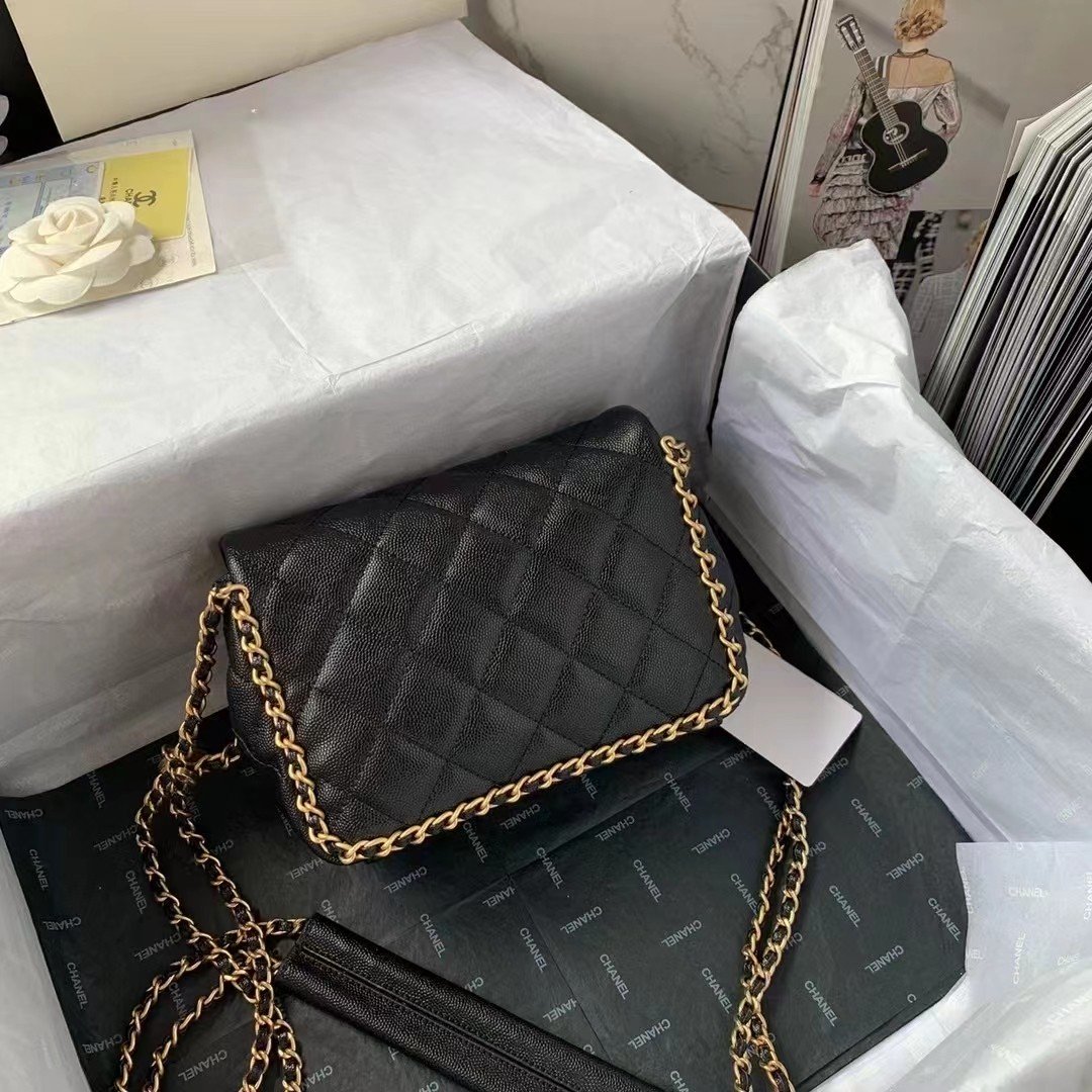 ChanelFlapbag With Chain Black For Women, Women’s Bags 8.3in/21cm