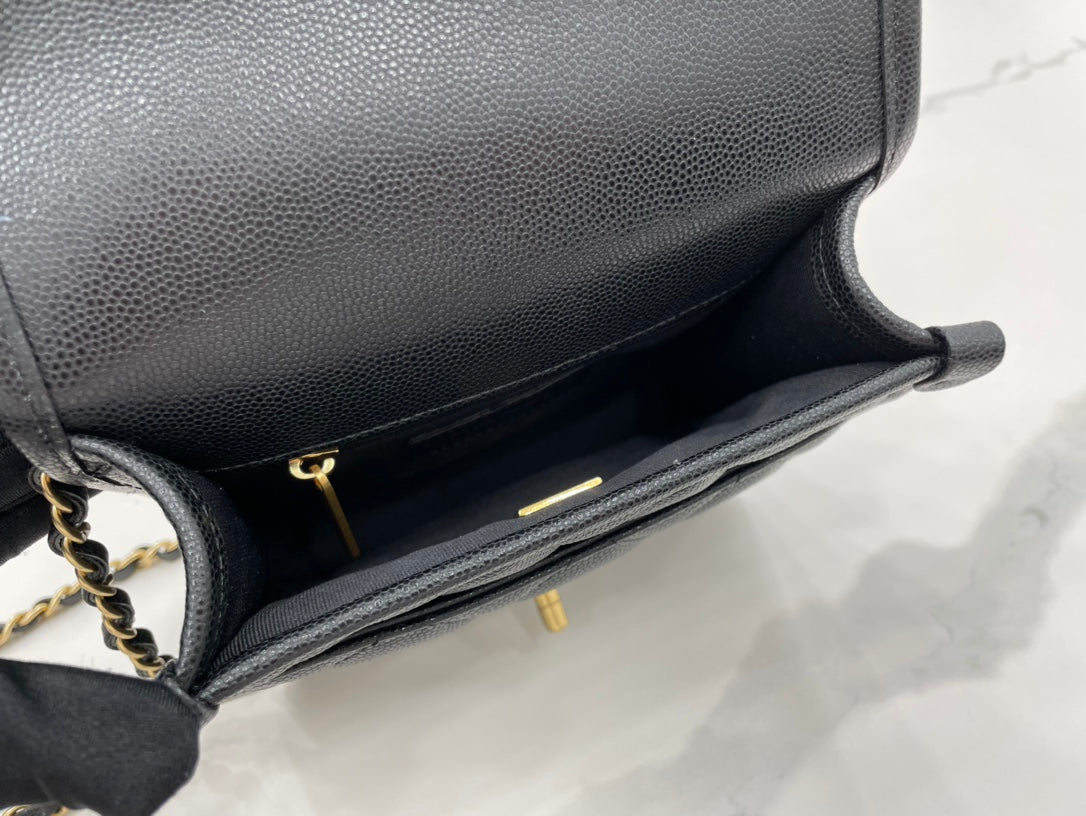 CHL 22K Flap Bag Black For Women, Women’s Bags 8.1in/20.5cm