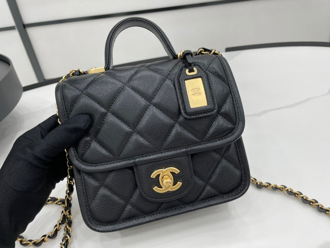 CHL 22K Flap Bag Black For Women, Women’s Bags 8.1in/20.5cm