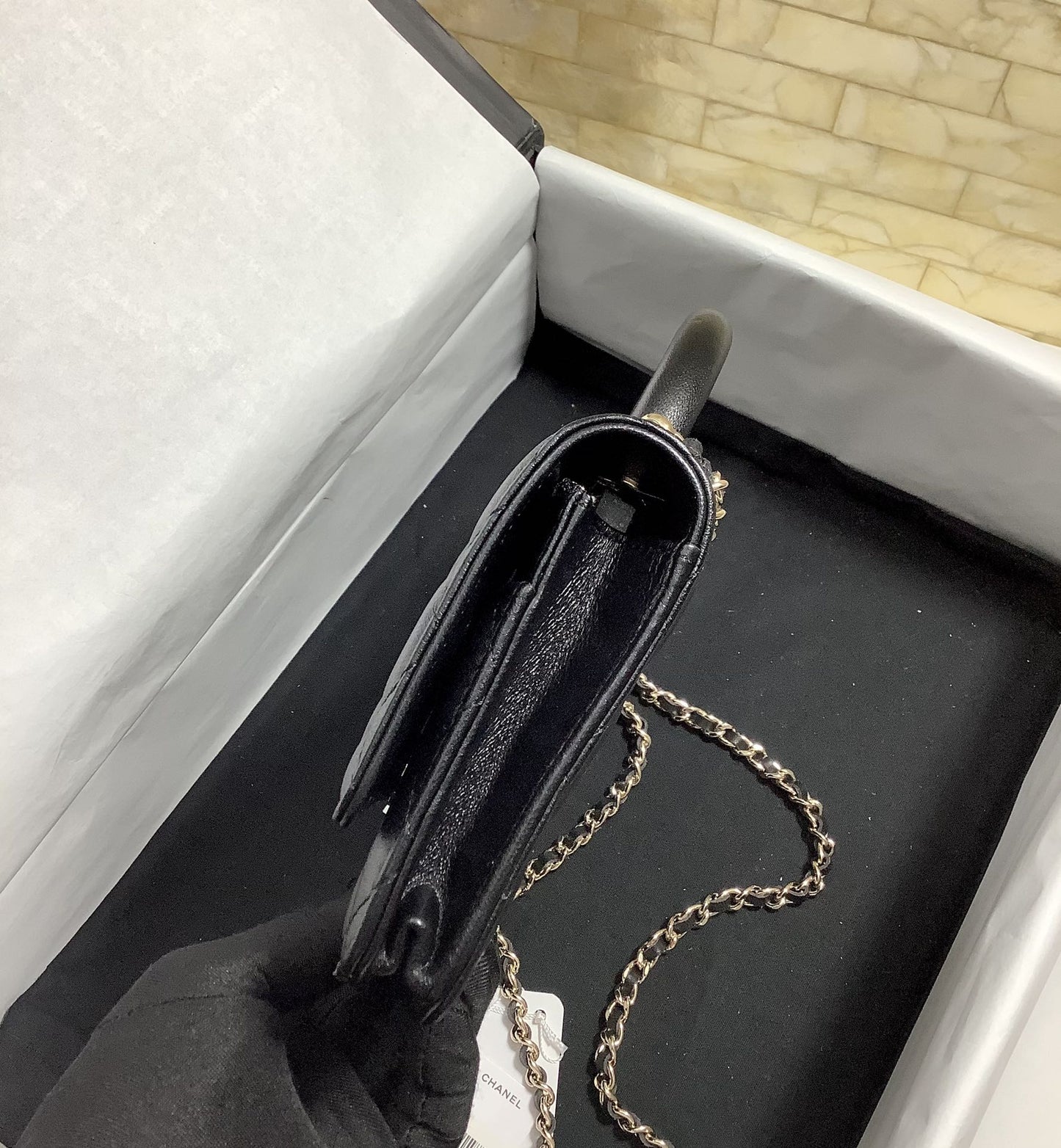 ChanelHand-Held Oblique Cross Bag Black For Women, Women’s Bags 6.7in/19cm
