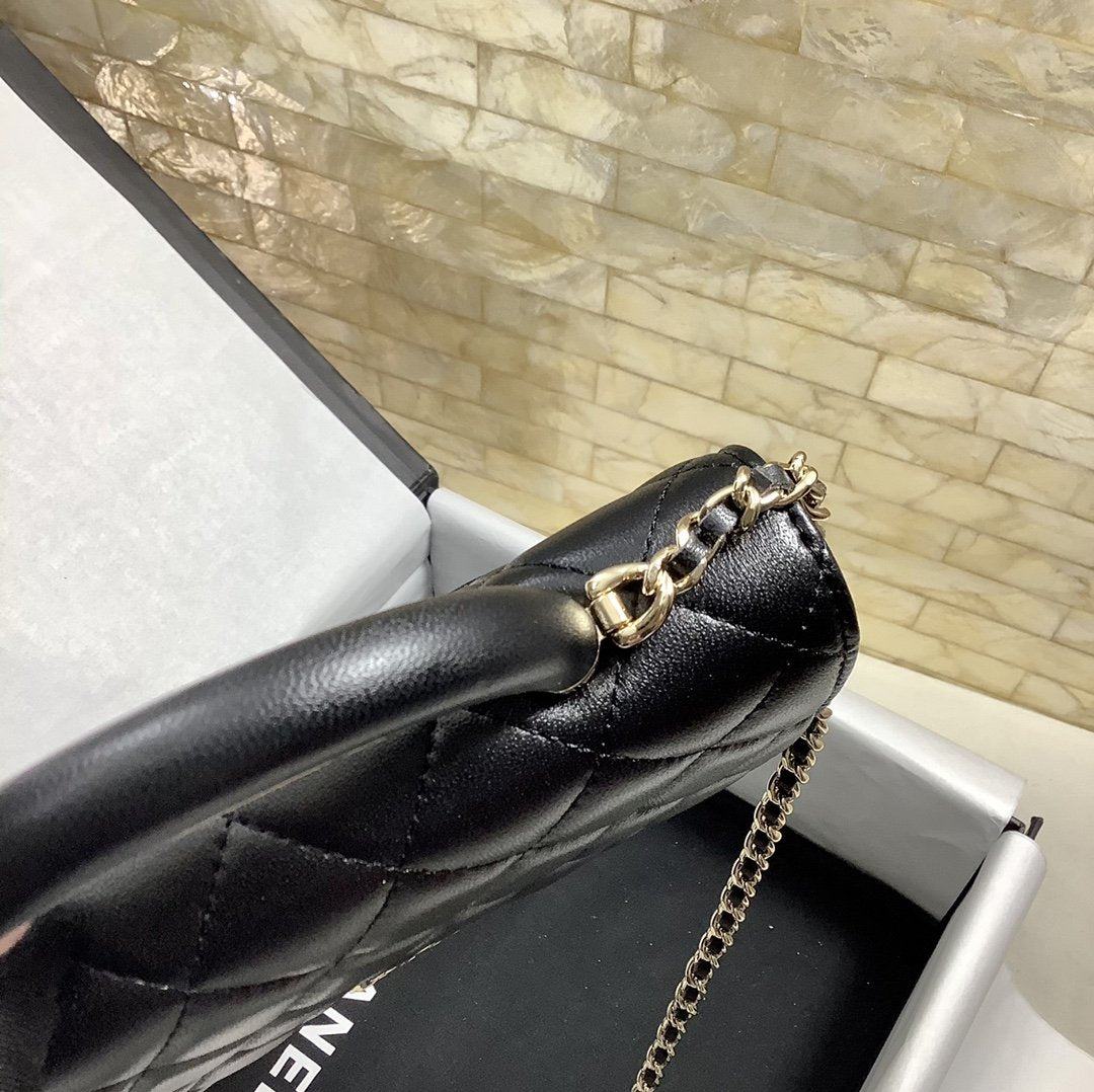 ChanelHand-Held Oblique Cross Bag Black For Women, Women’s Bags 6.7in/19cm