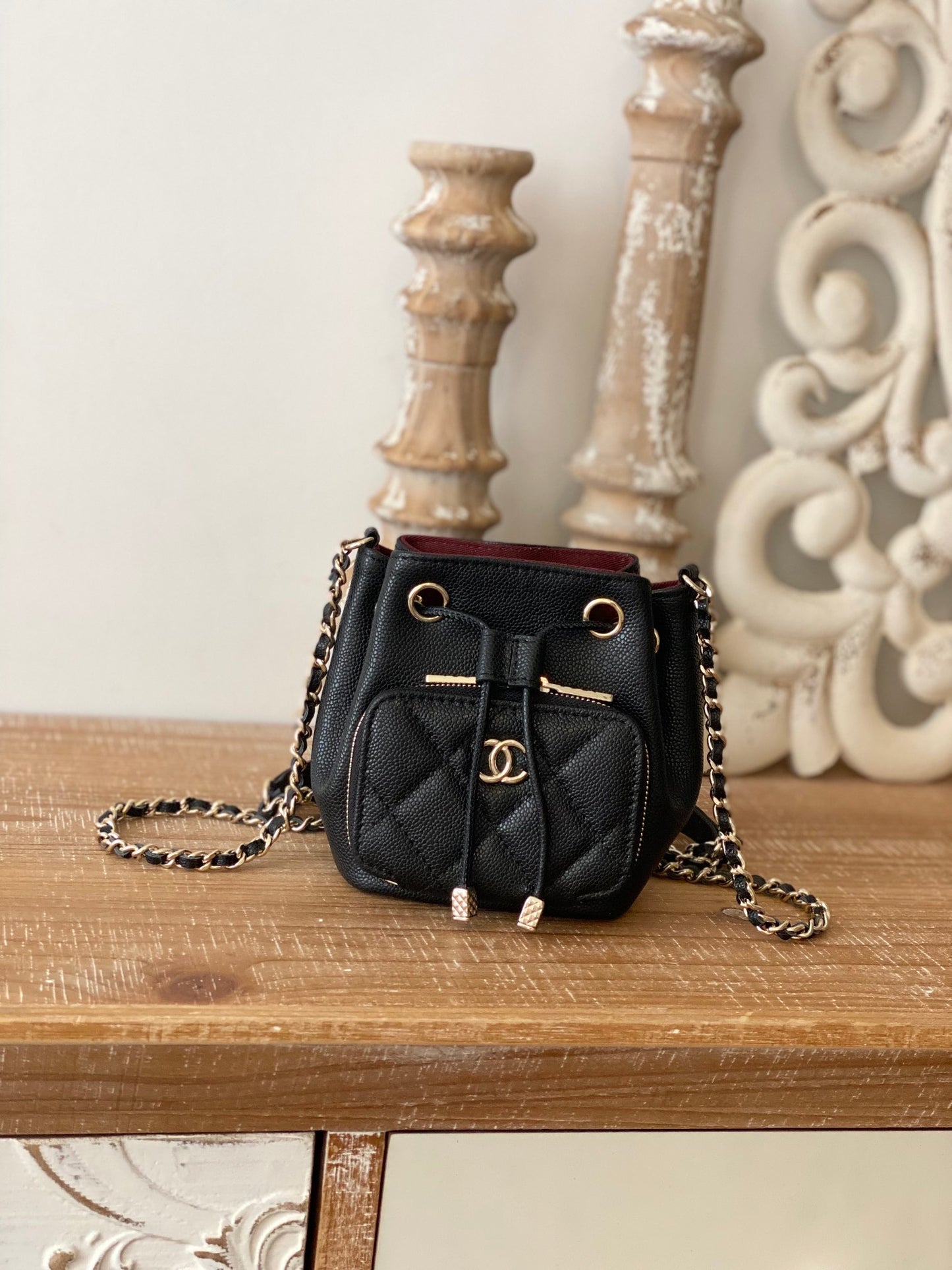ChanelMini Bucket Bag With Strap Black For Women, Women’s Bags 4.9in/12.5cm