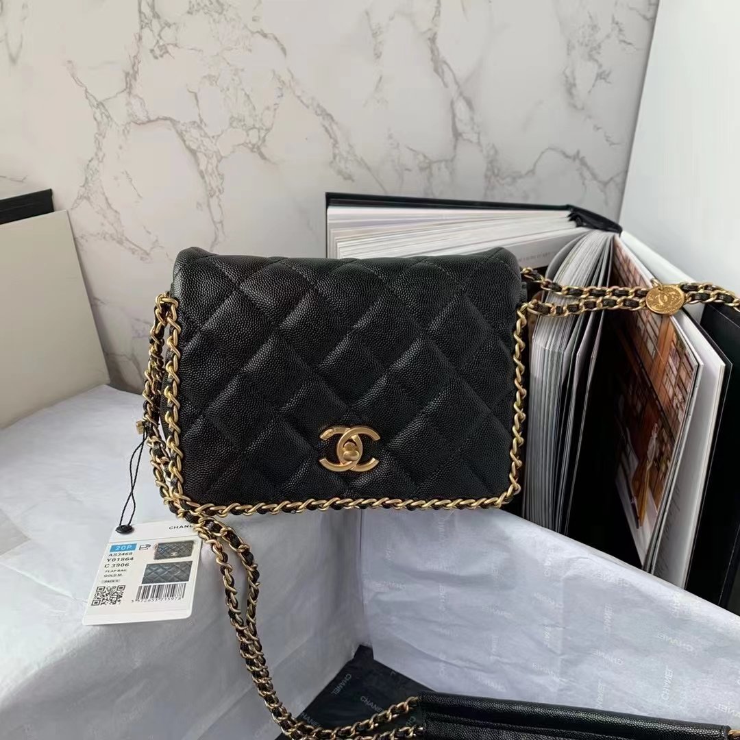 ChanelFlapbag With Chain Black For Women, Women’s Bags 8.3in/21cm
