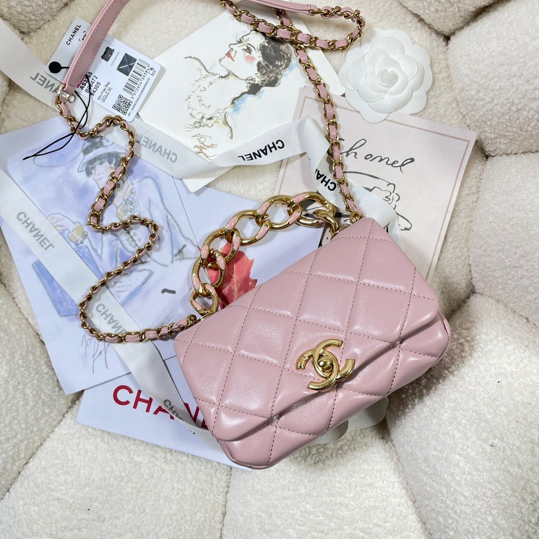 ChanelMini Flap Bag Gold Hardware PiNike For Women, Women’s Handbags, Shoulder Bags 6.7in/17cm AS3365
