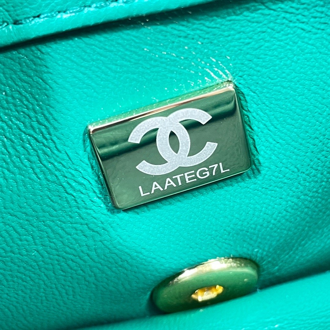 ChanelMini Flap Bag Gold Hardware Green For Women, Women’s Handbags, Shoulder Bags 6.7in/17cm AS3365