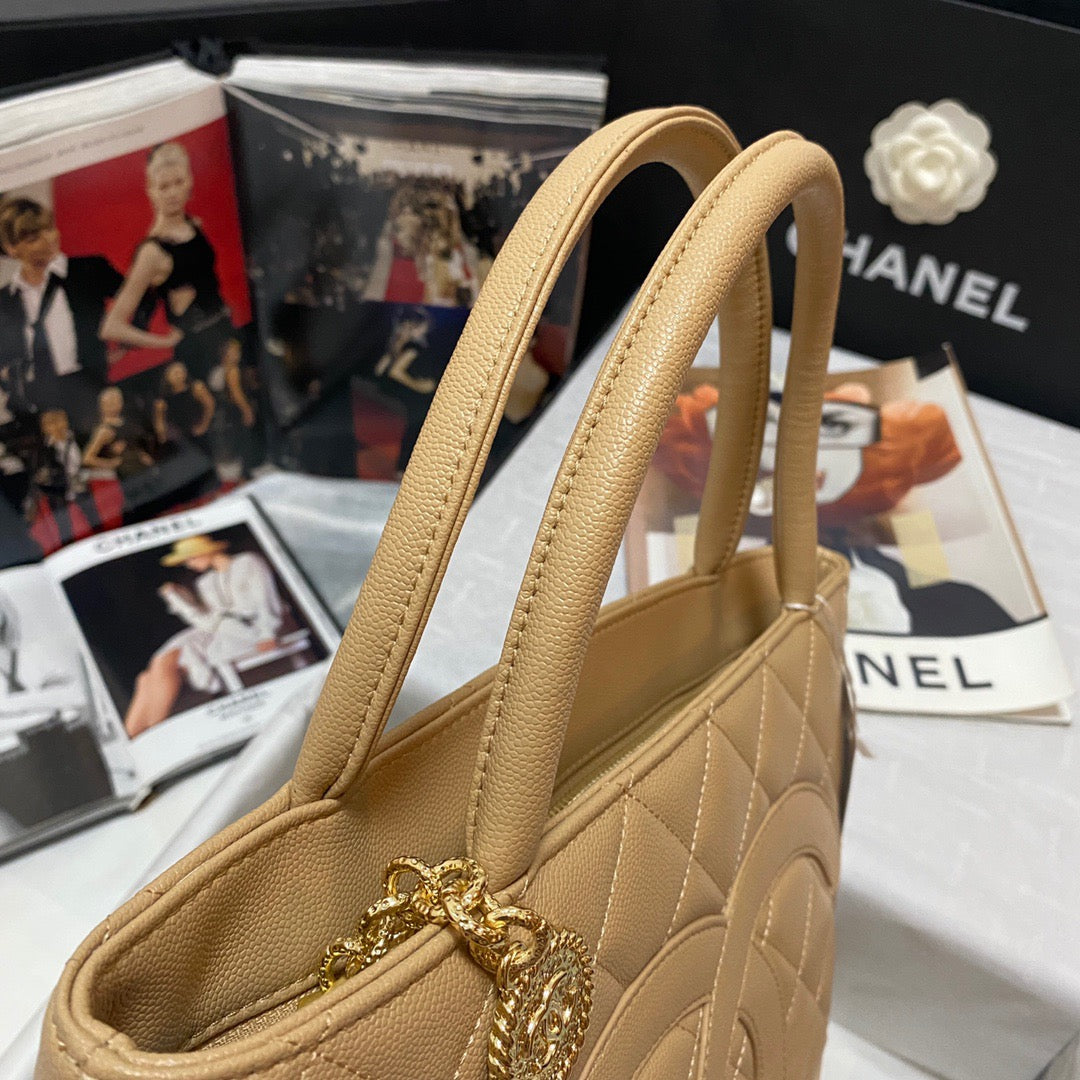 ChanelMedallion Tote Gold Hardware Caviar Yellow For Women, Women’s Handbags, Shoulder Bags 15.6in/32cm
