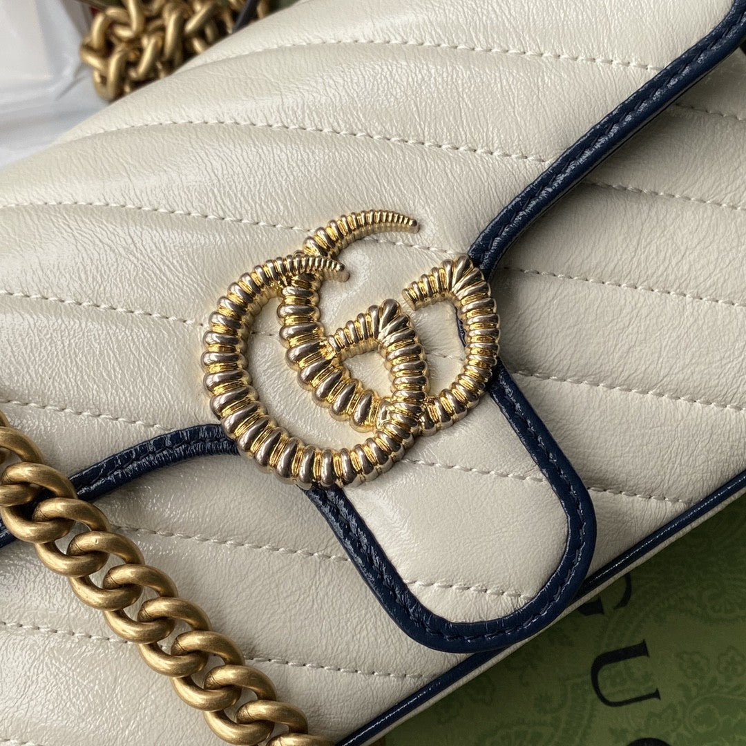 gg Marmont Matelassé Mini Bag White For Women 9in/22cm gg