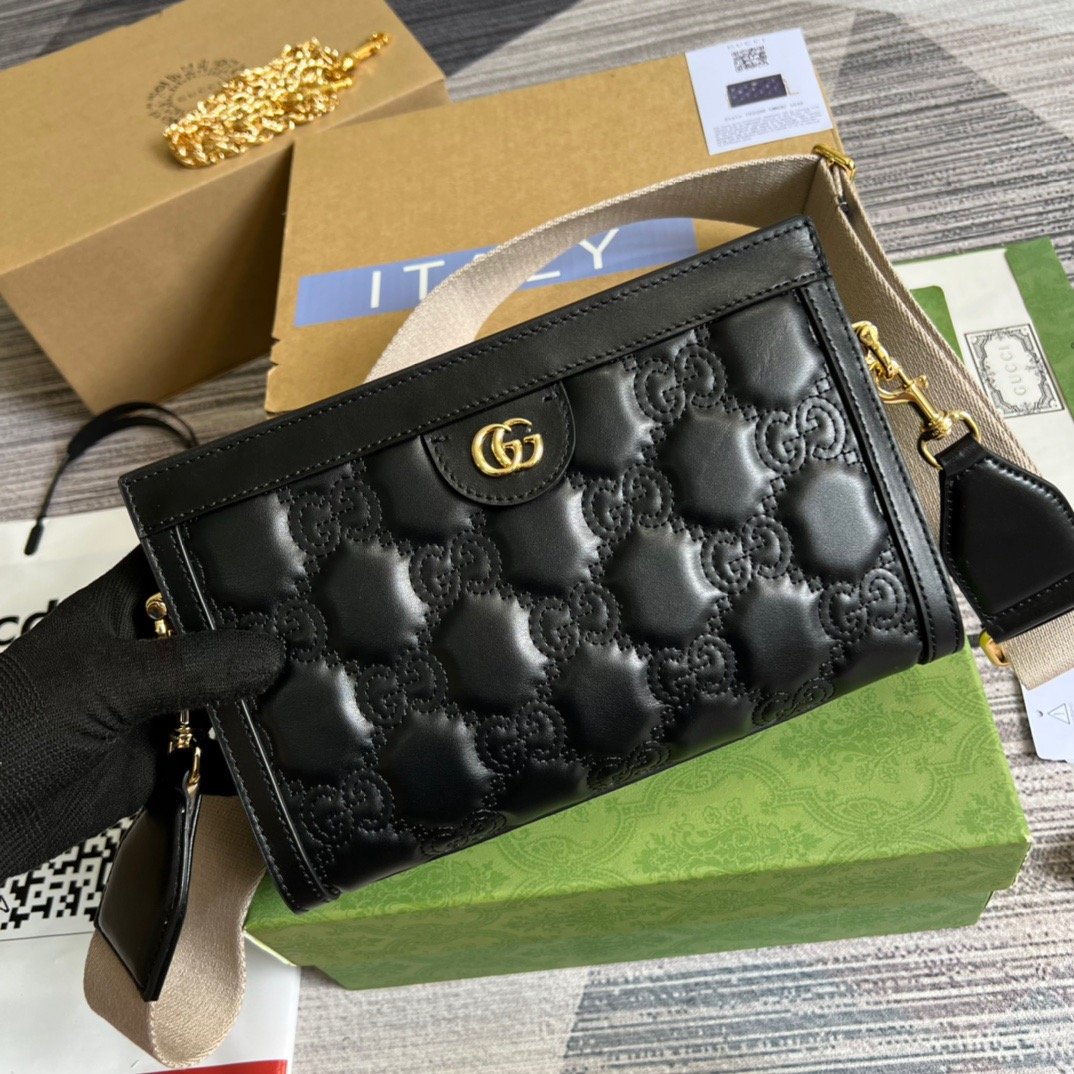 gg Matelasse Shoulder Bag Black For Women, Women’s Bags 10.2in/26cm gg