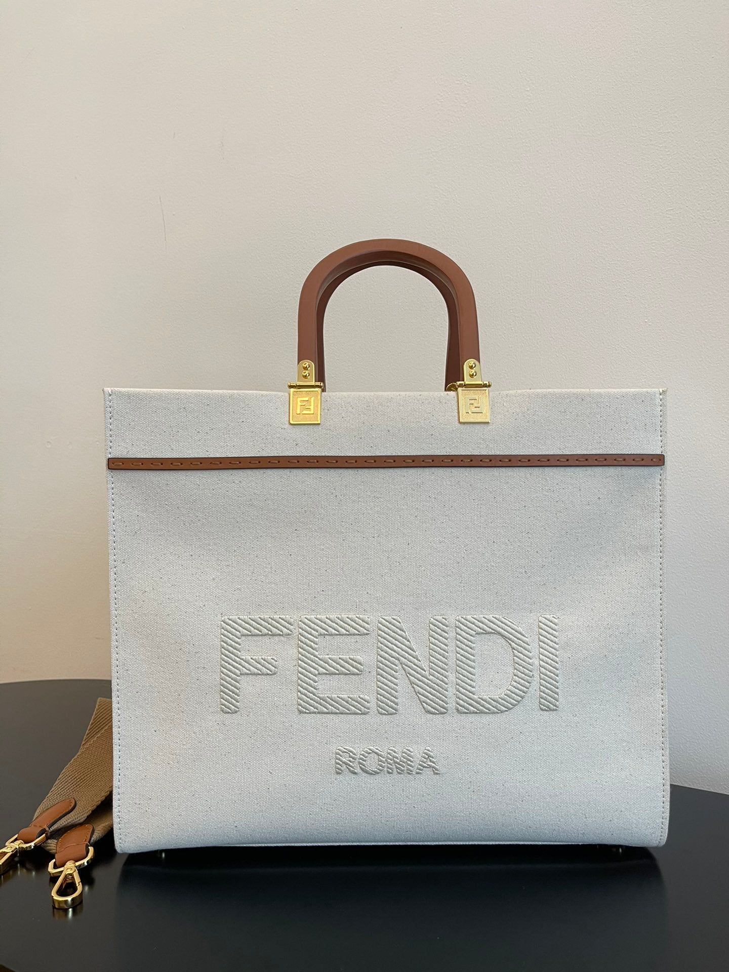 FI Sunshine Large Tote Bag Light Grey For Women, Women’s Handbags, Shoulder Bags 15.7in/40cm FF 8BH372