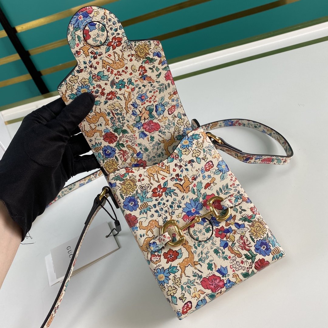 gg Horsebit 1955 Mini Flora Bag For Women And Men 6.7in/17cm gg