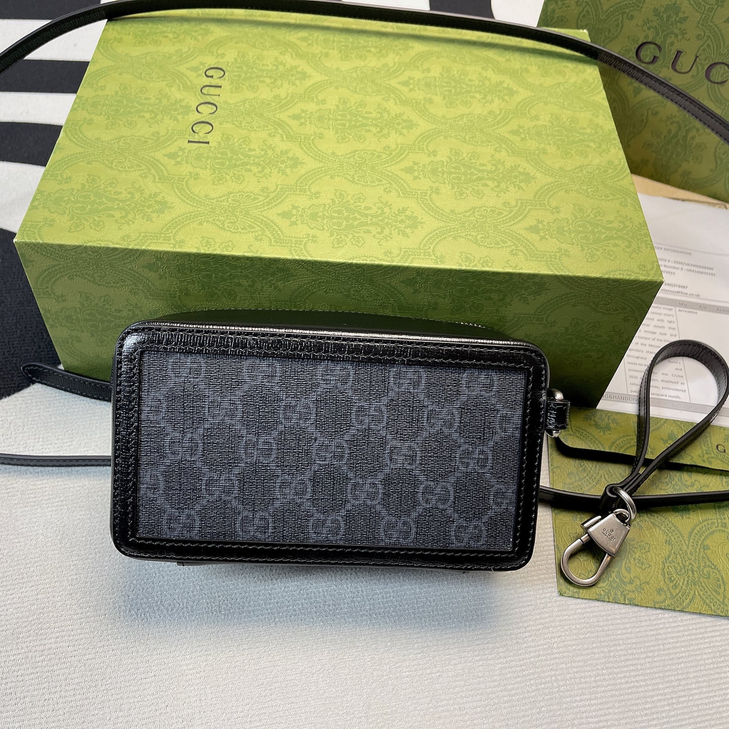 gg Mini Bag With Interlocking G Black gg Supreme Canvas For Women 9in/23cm gg