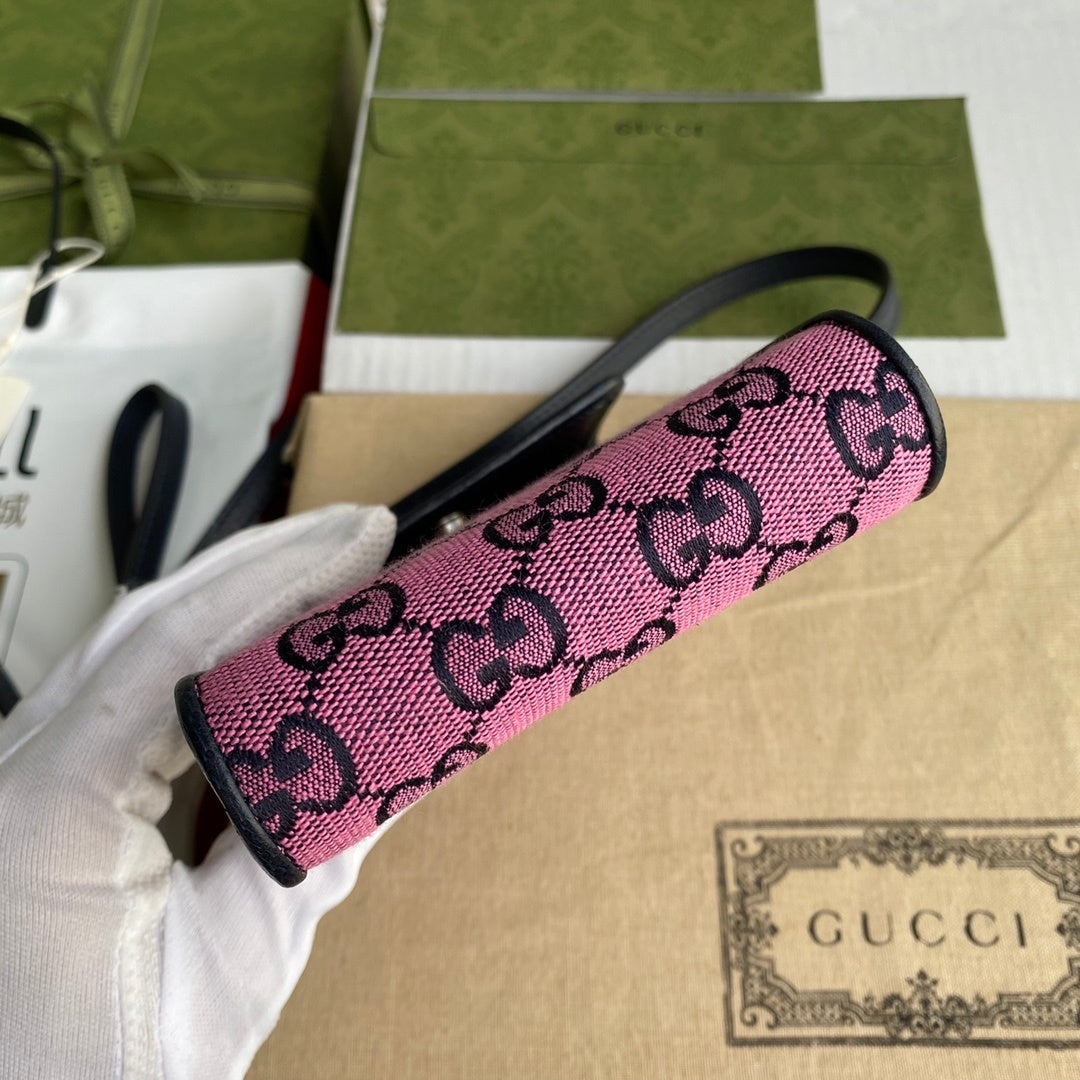gg Mini Bag In Pink gg Canvas For Women 7in/18cm gg 657582