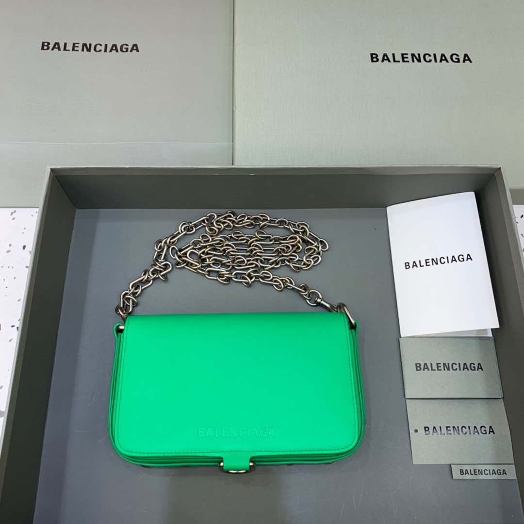 Balen Bondage Wallet With Chain Green, For Women, Bags 8in/20cm