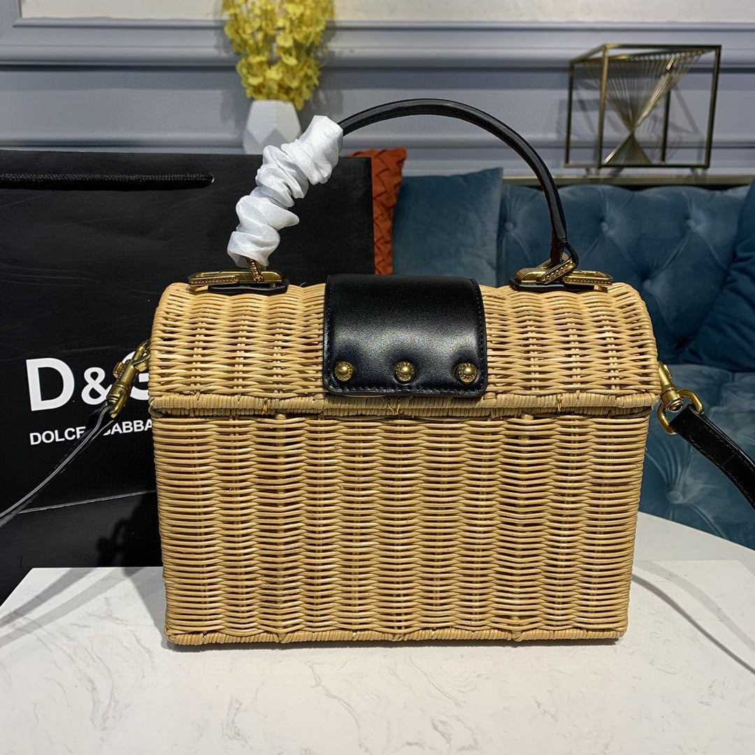 DG Dg Girl Midollino & Raffia Bag In Natural Beige For Women 9.8in/25cm DG