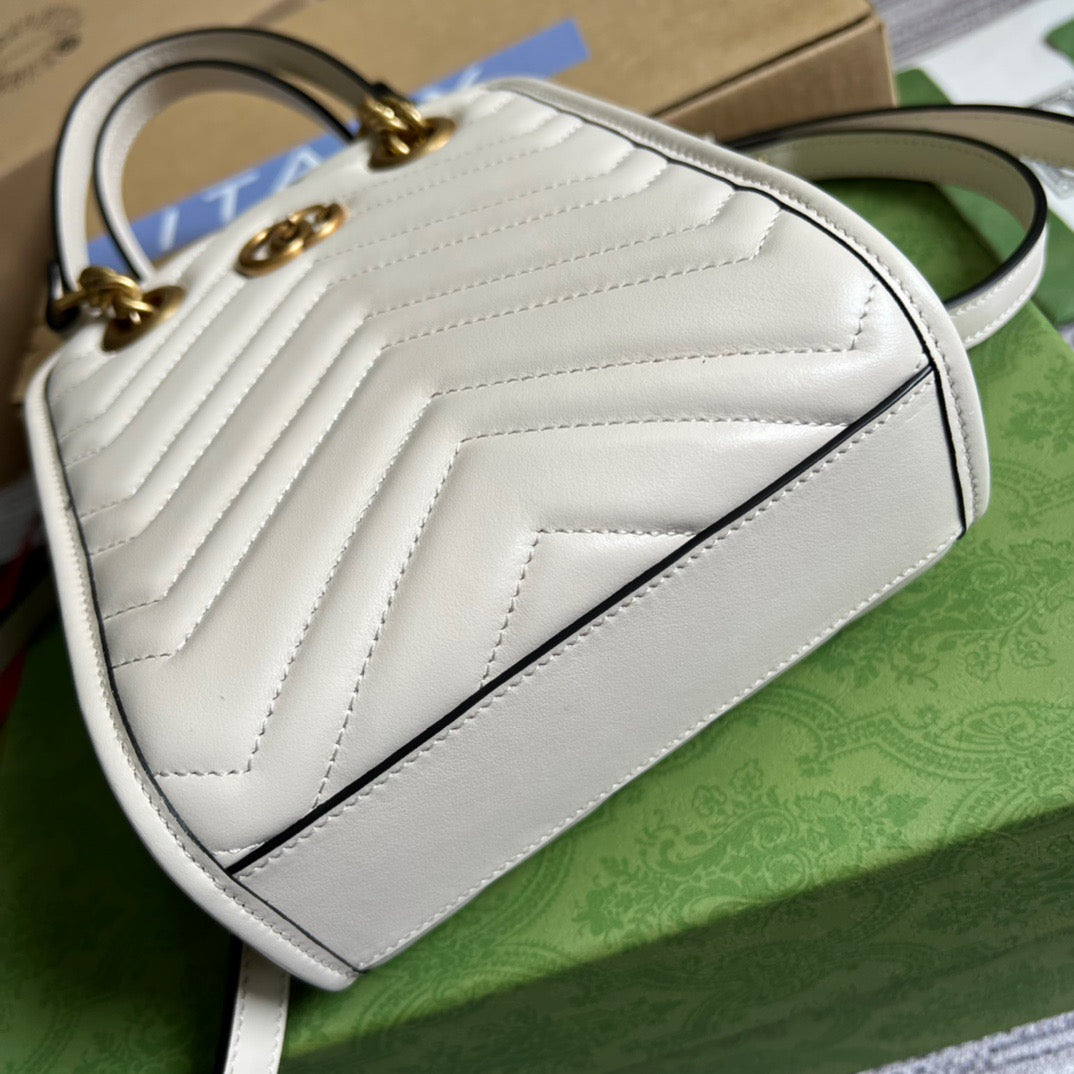 gg Marmont Matelasse Mini Bag White For Women, Women’s Bags 7.5in/19cm gg 696123 DTDHT 9022