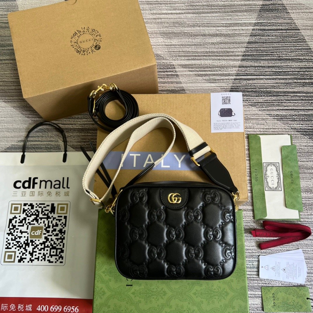 gg Matelasse Shoulder Bag Black For Women, Women’s Bags 8.5in/22cm gg 702234 UM8HG 1046