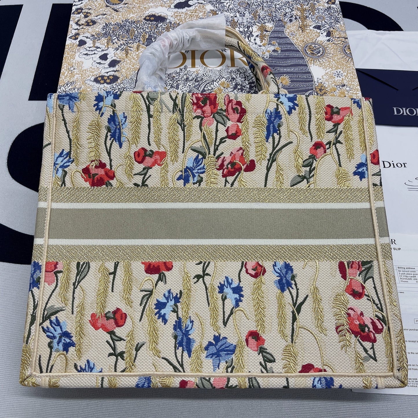 DI Large Book Tote White Multicolor, For Women, Women’s Handbags 16.5in/42cm CD