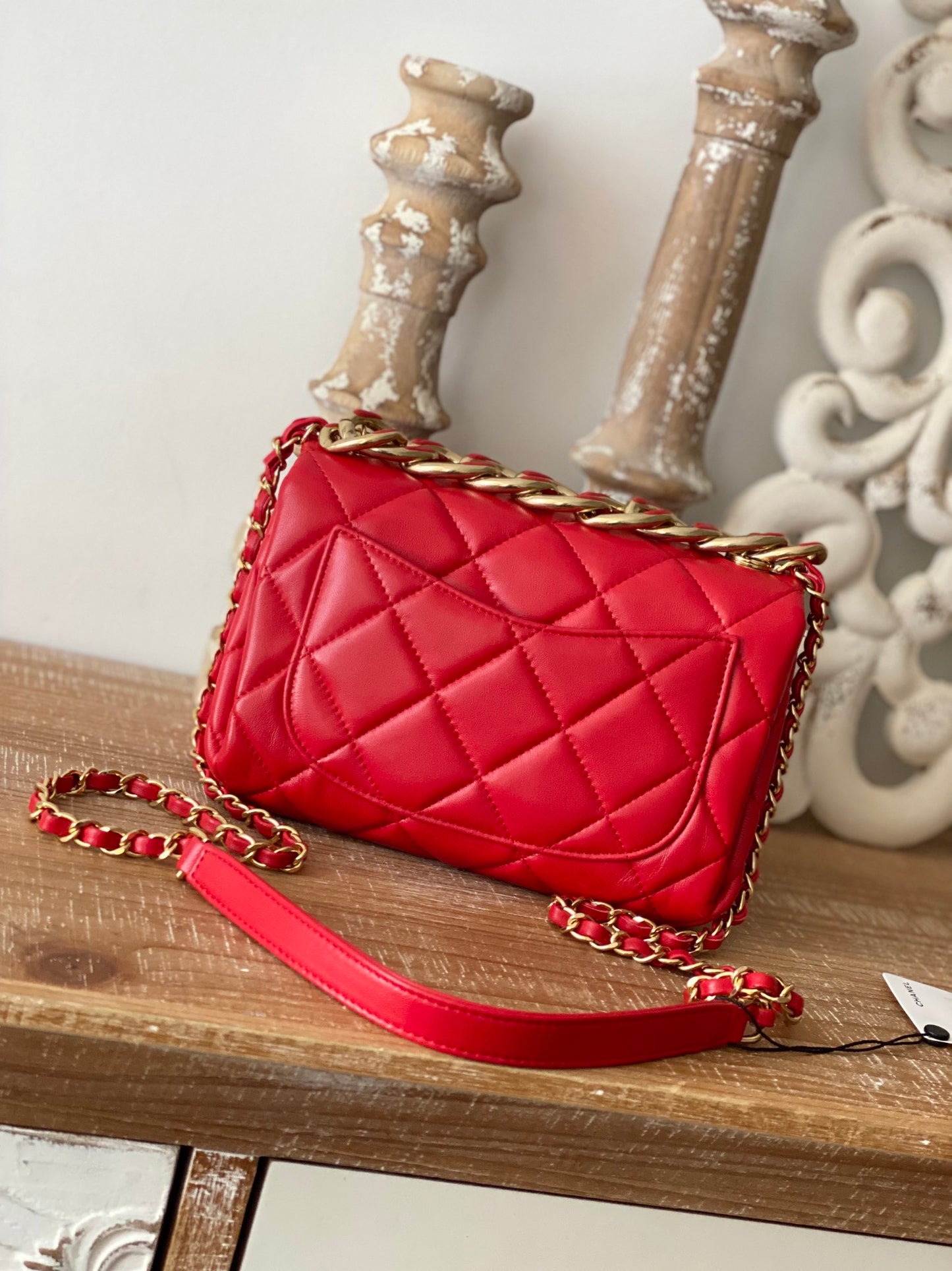 CHL Classic Diamond Flap Bag Red For Women, Women’s Bags 9.1in/23cm
