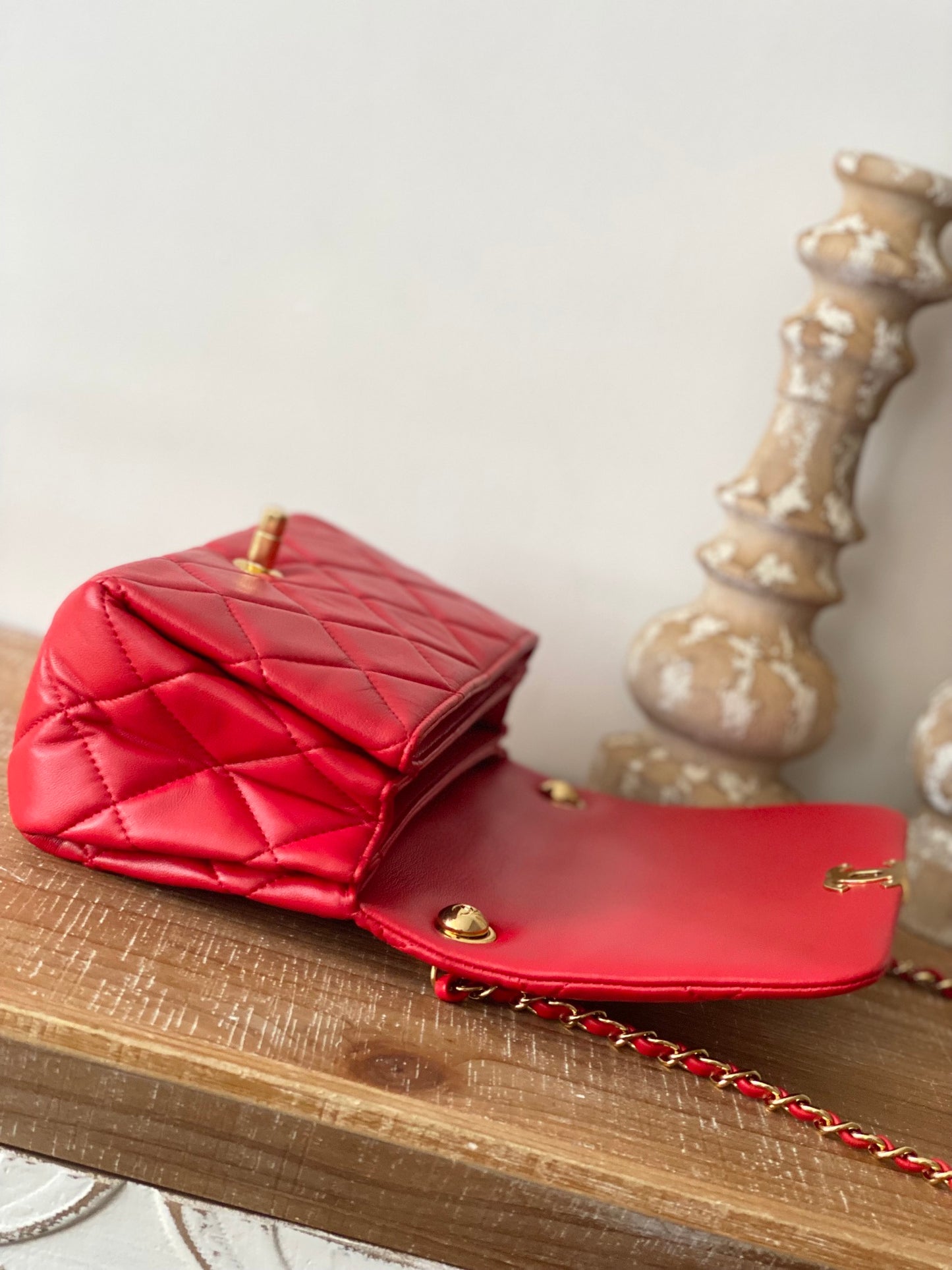 CHL Classic Diamond Flap Bag Red For Women, Women’s Bags 9.1in/23cm