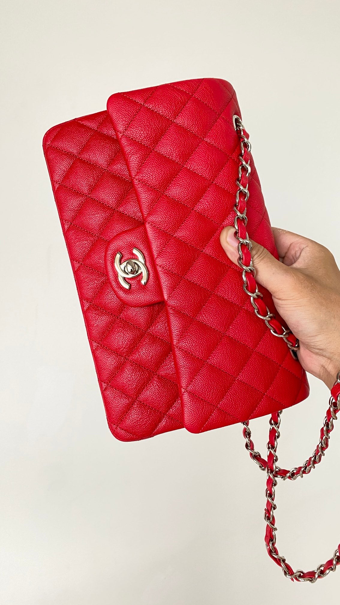 ChanelSmall Classic Handbag Red For Women, Women’s Bags 9.1in/23cm