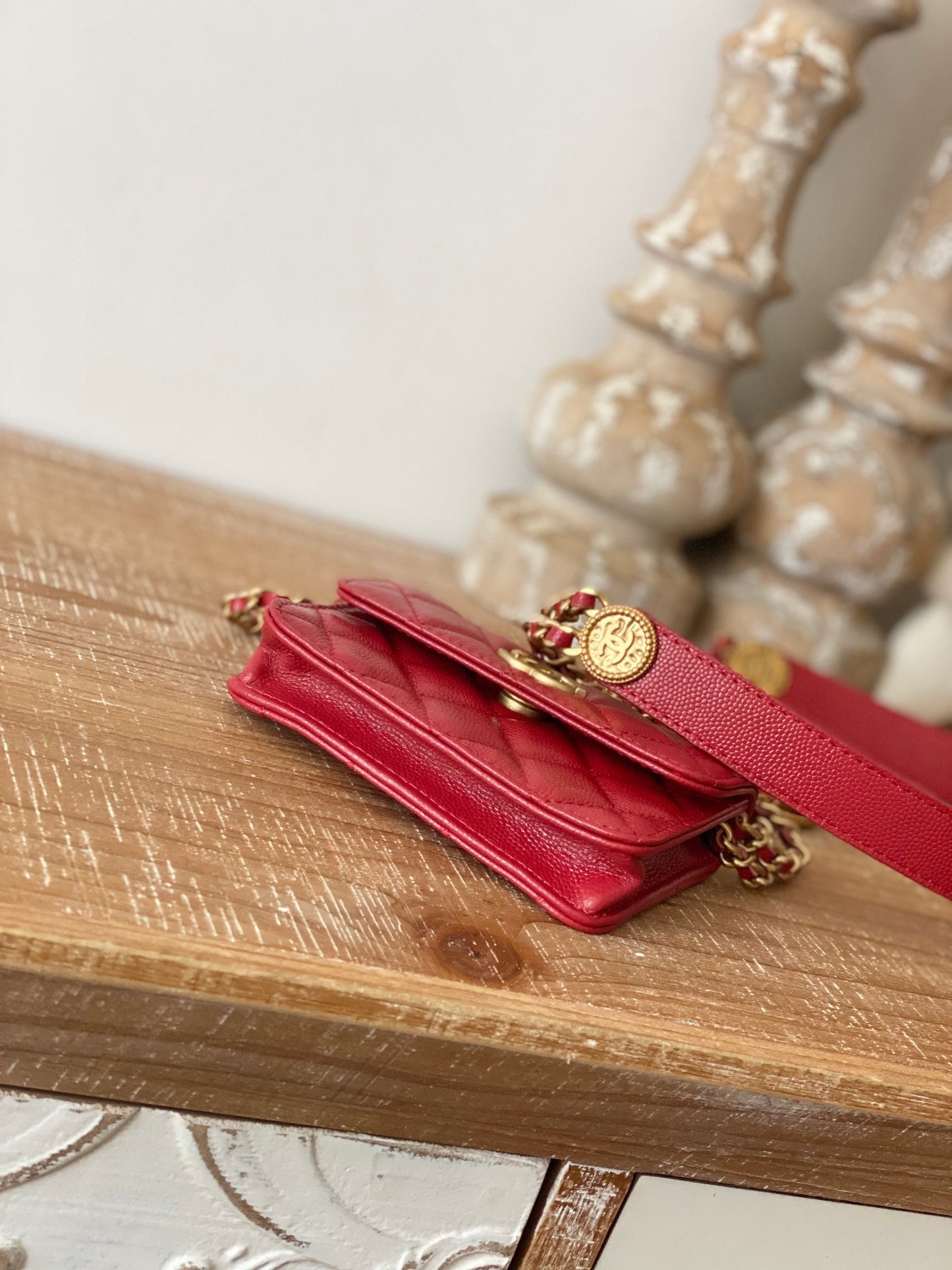 Chanel Clutch With Chain Red For Women, Women’s Bags 4.8in/12.3cm