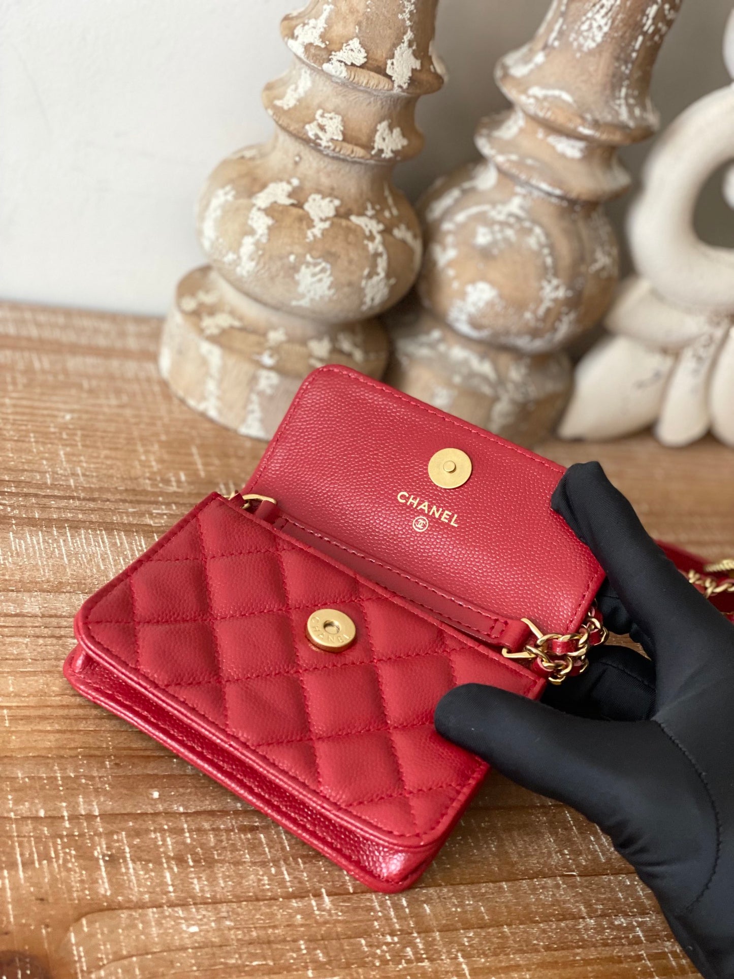 Chanel Clutch With Chain Red For Women, Women’s Bags 4.8in/12.3cm