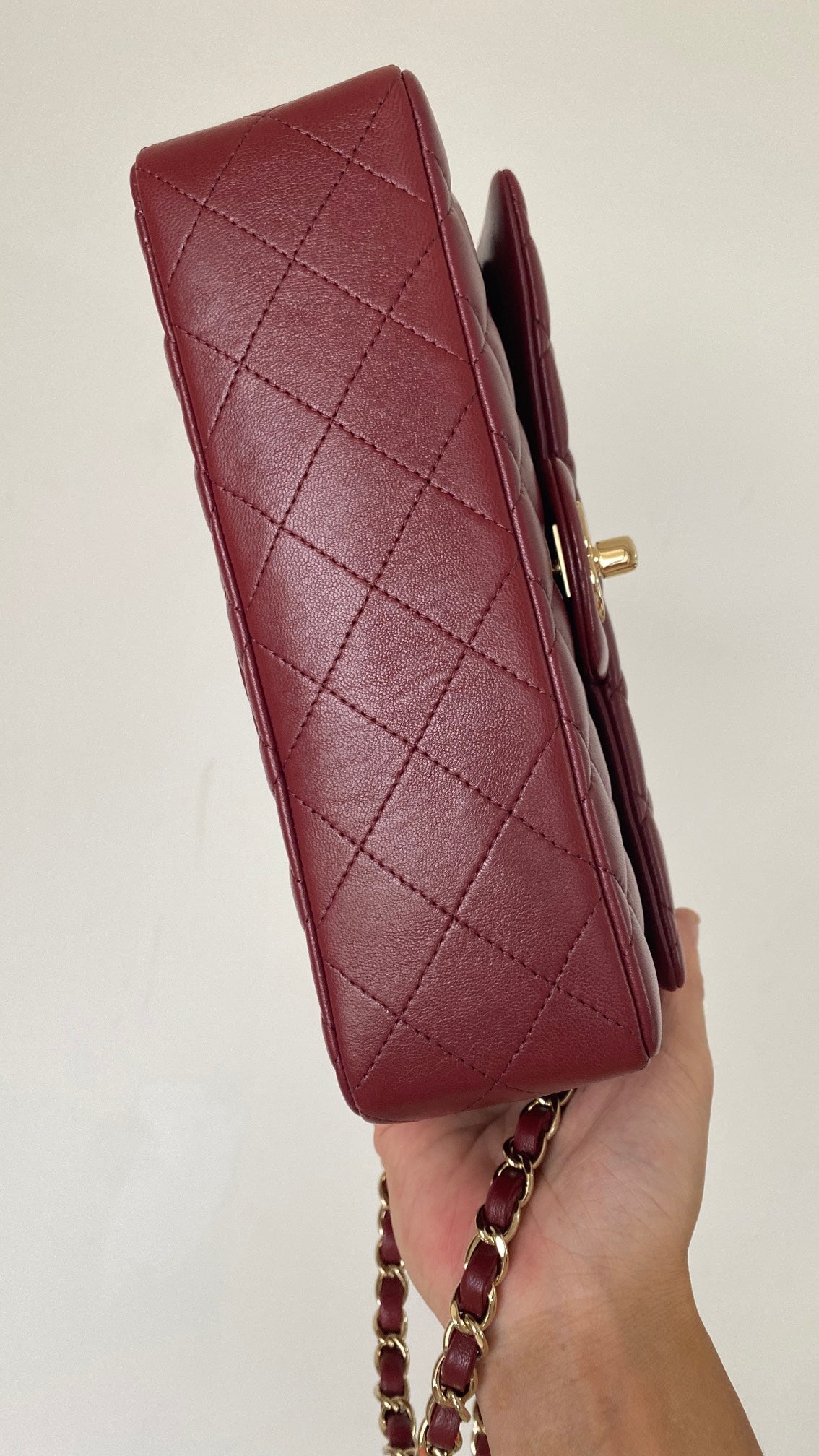 ChanelSmall Classic Handbag Dark Red For Women, Women’s Bags 9.1in/23cm