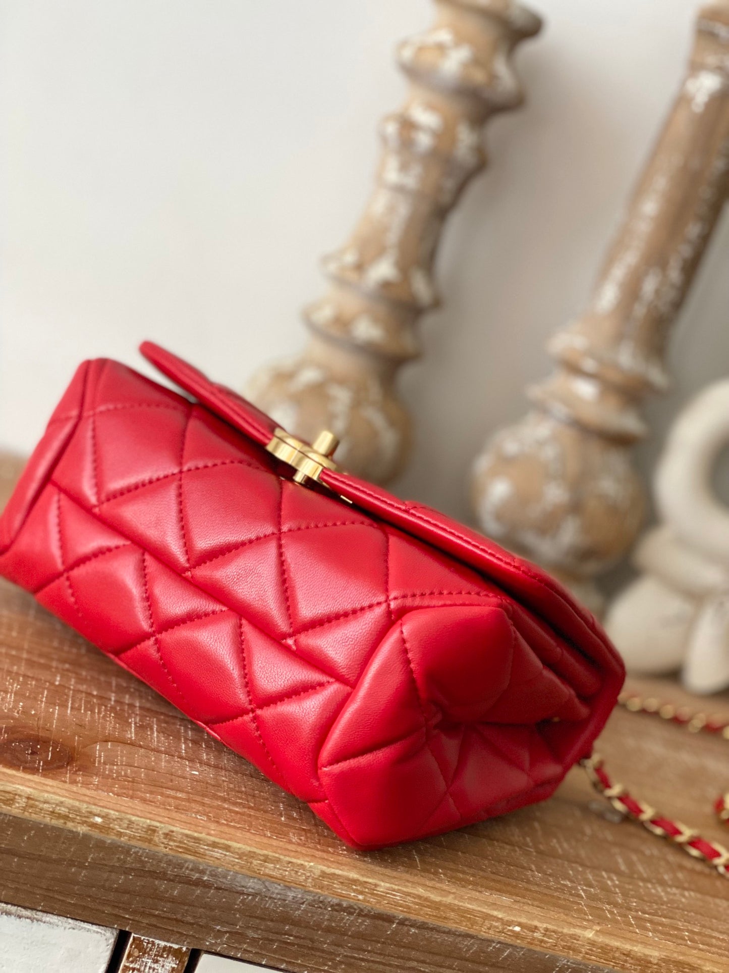 CHL Classic Diamond Flap Bag Red For Women, Women’s Bags 9.1in/23cm
