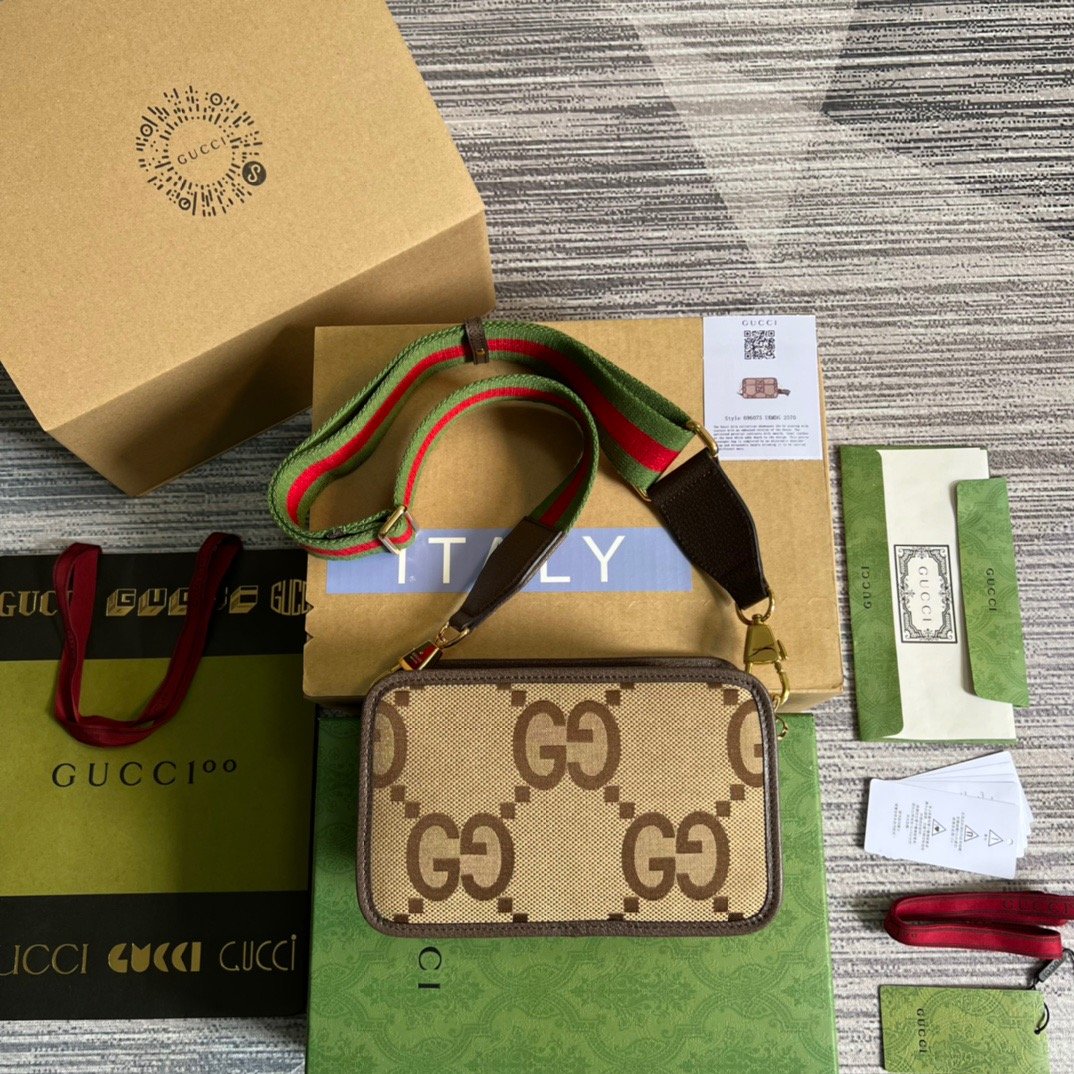 gg Jumbo gg Mini Bag Camel And Ebony Jumbo gg Canvas For Women 8.9in/22.5cm gg 696075 UKMDG 2570