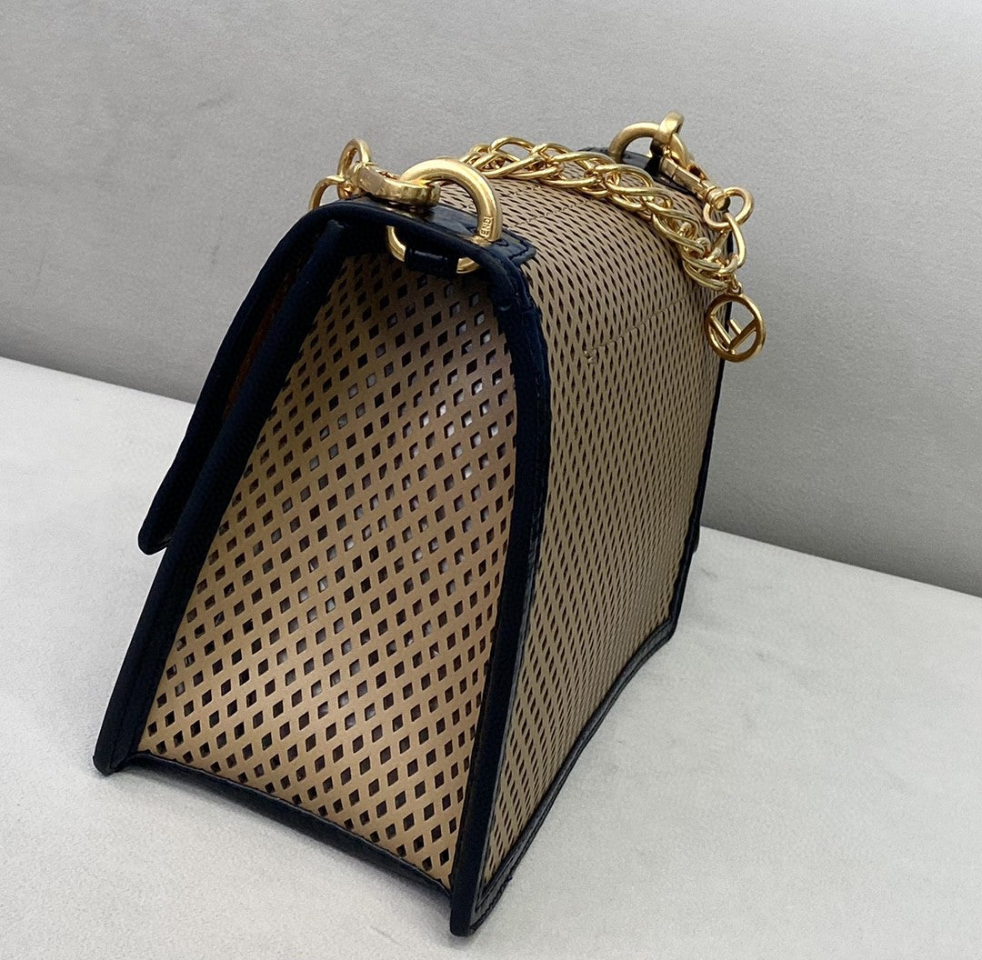 FI Medium Kan U Black and Brown Bag For Woman 25cm/10in