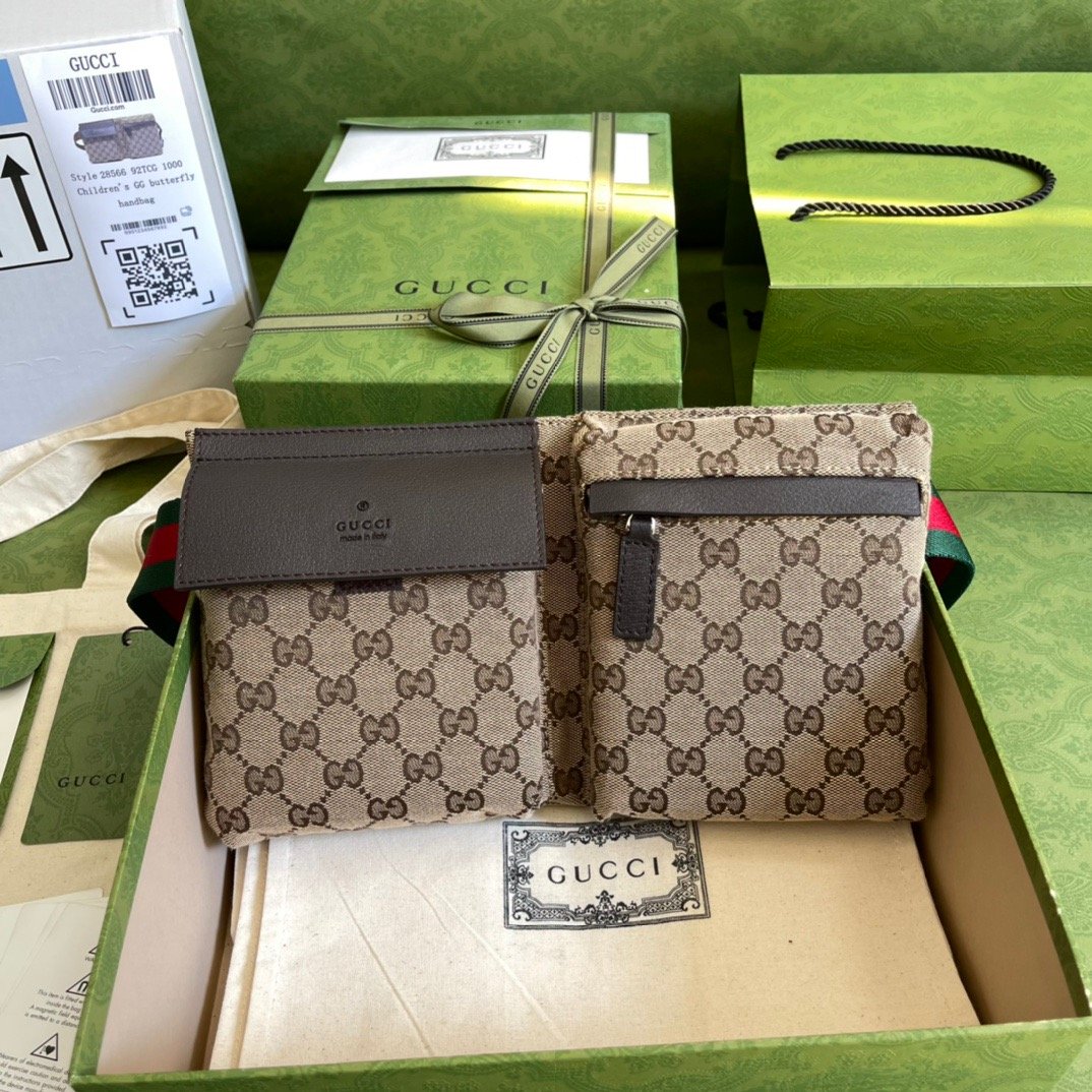 gg Supreme Canvas Two Pocket Waist Belt Bag Beige/Ebony gg Supreme Canvas, With Brown For Men 3in/7.5cm gg 450956 493075
