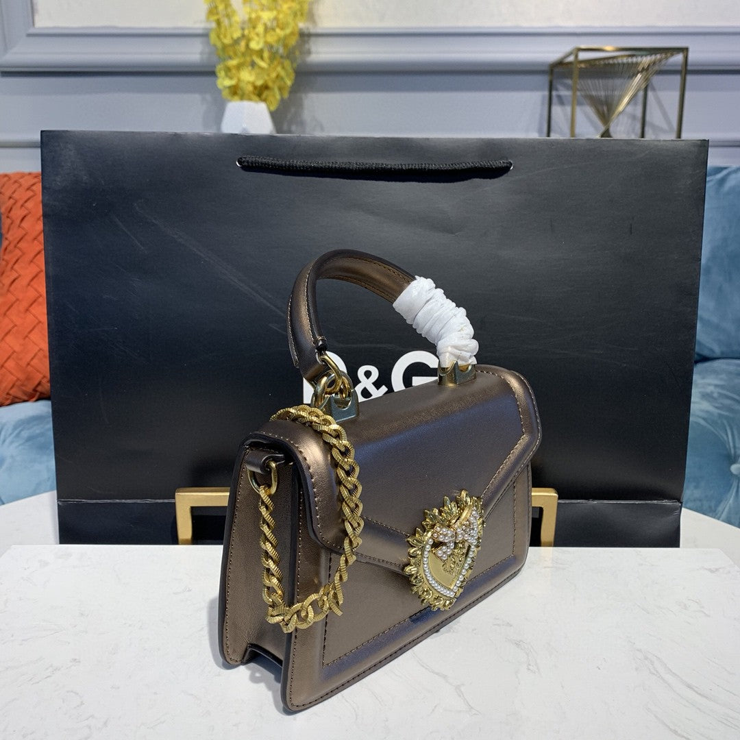 DG Small Devotion Bag In Mordore Nappa Antique Brass For Women 7.5in/19cm DG