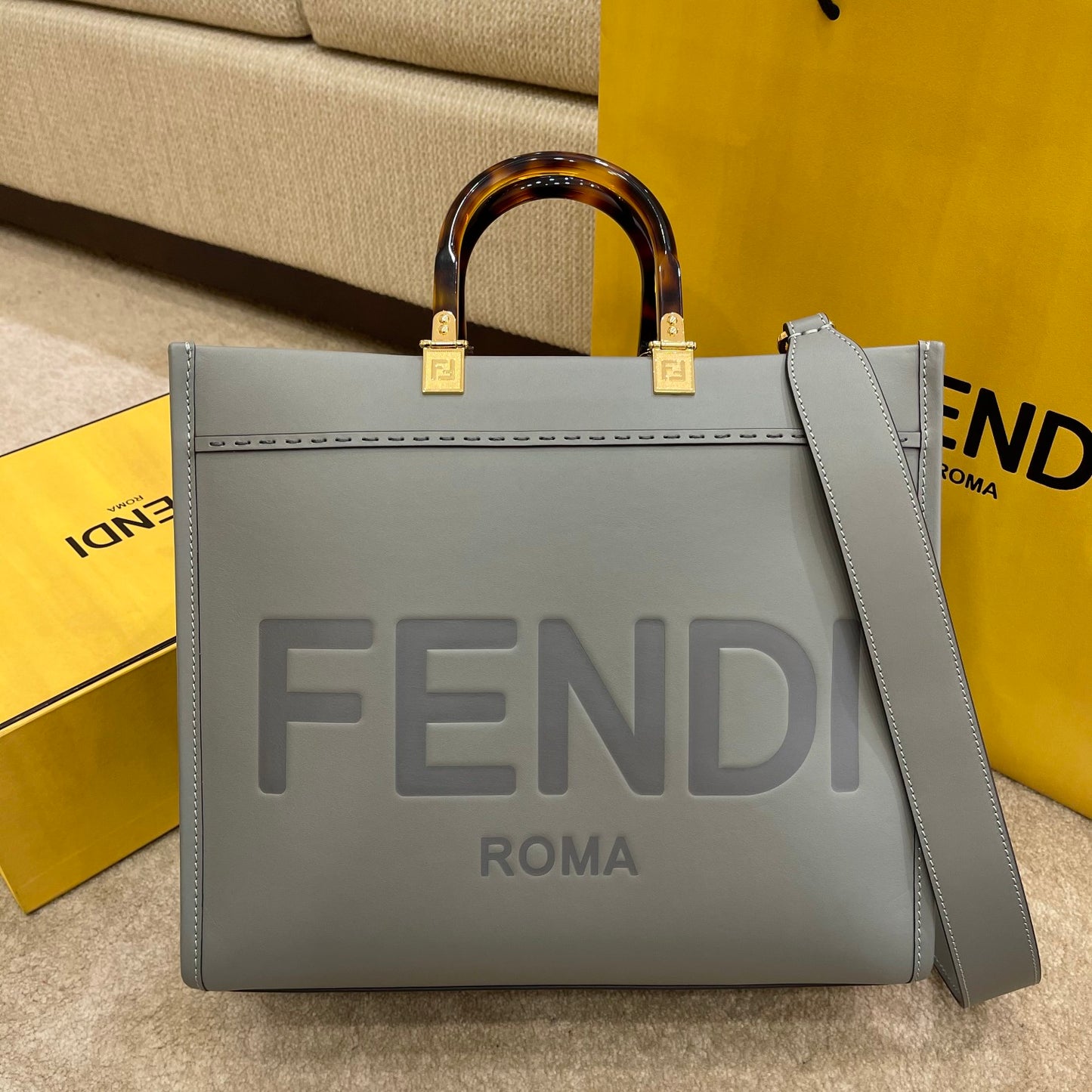 FI Tote Bag Grey For Women, Wonmen’s Bags 13.8in/35cm FF 8BH386ABVLF1BZC