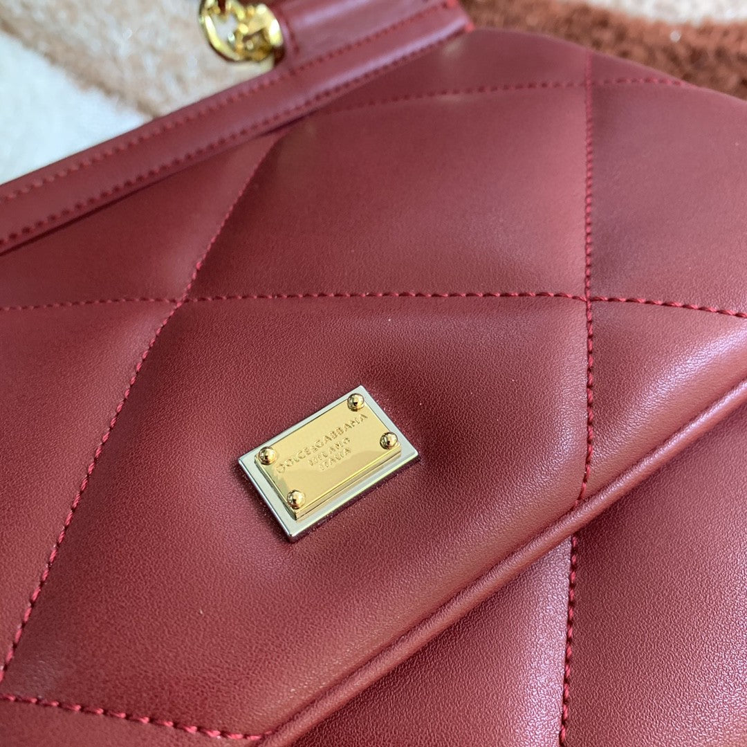 DG Medium Sicily Bag In Quilted Burgundy For Women 10.2in/26cm DG