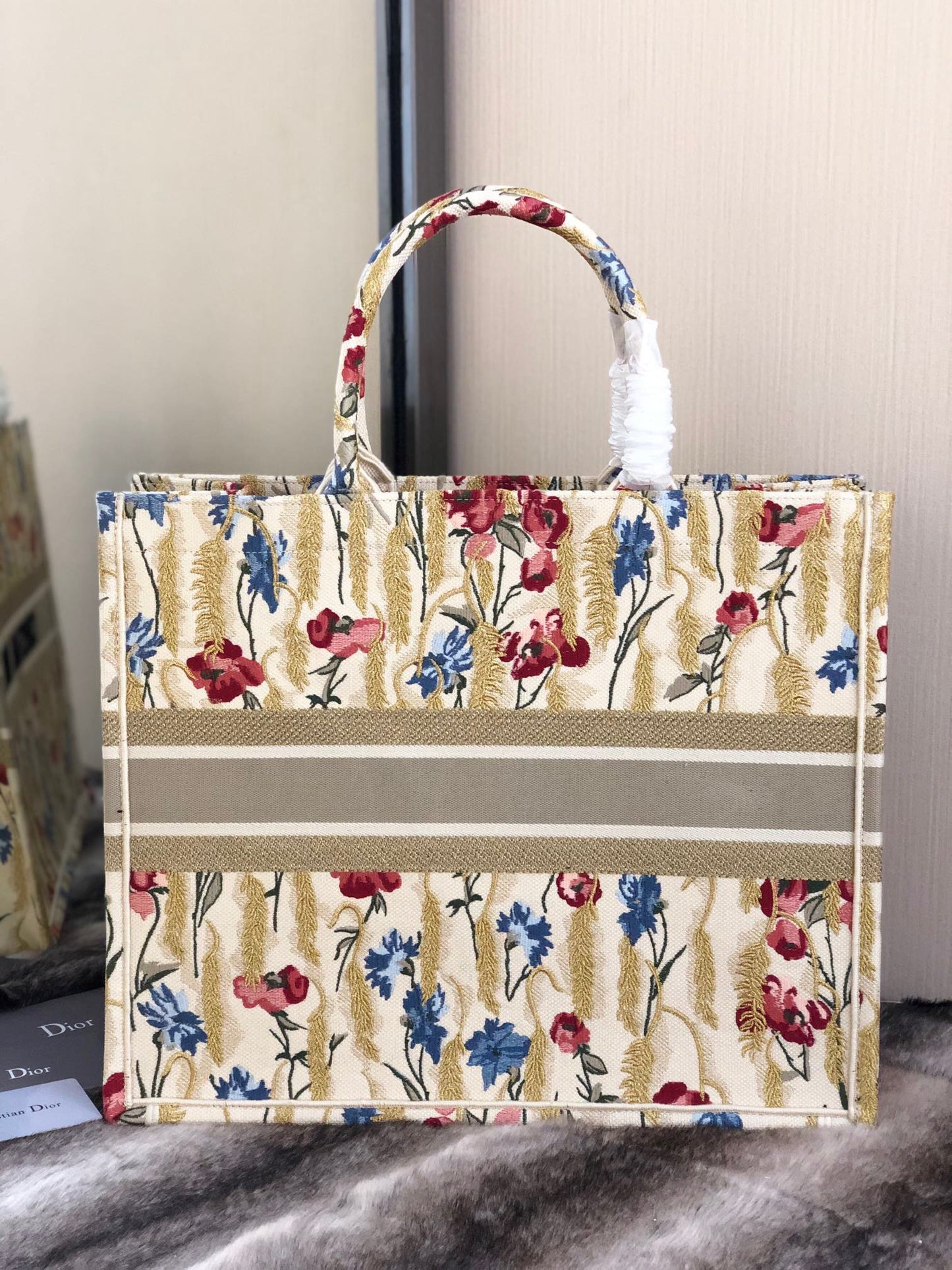 DI Large Book Tote White Multicolor, For Women, Women’s Handbags 16.5in/42cm CD