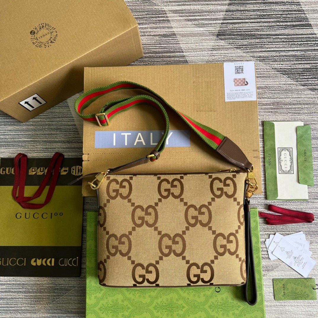 gg Jumbo gg Messenger Bag Camel And Ebony Jumbo gg Canvas For Women 9.6in/24.5cm gg 703468 92THF 1000