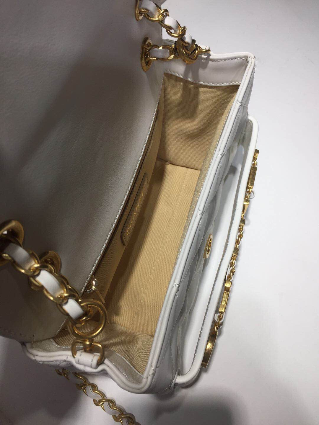 ChanelFront Logo Small Flap Bag Gold Hardware Apricot For Women, Women’s Handbags, Shoulder Bags 8.2in/21cm AS1490
