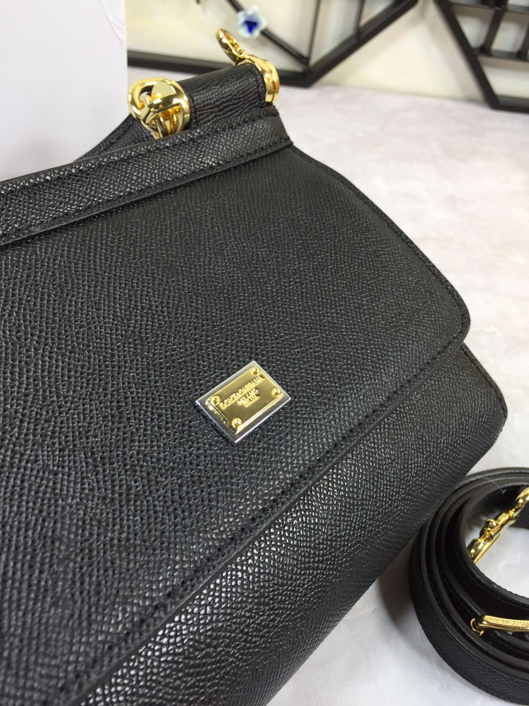 DG Medium Sicily Handbag In Dauphine Black For Women 10.2in/26cm DG BB4347A100180999