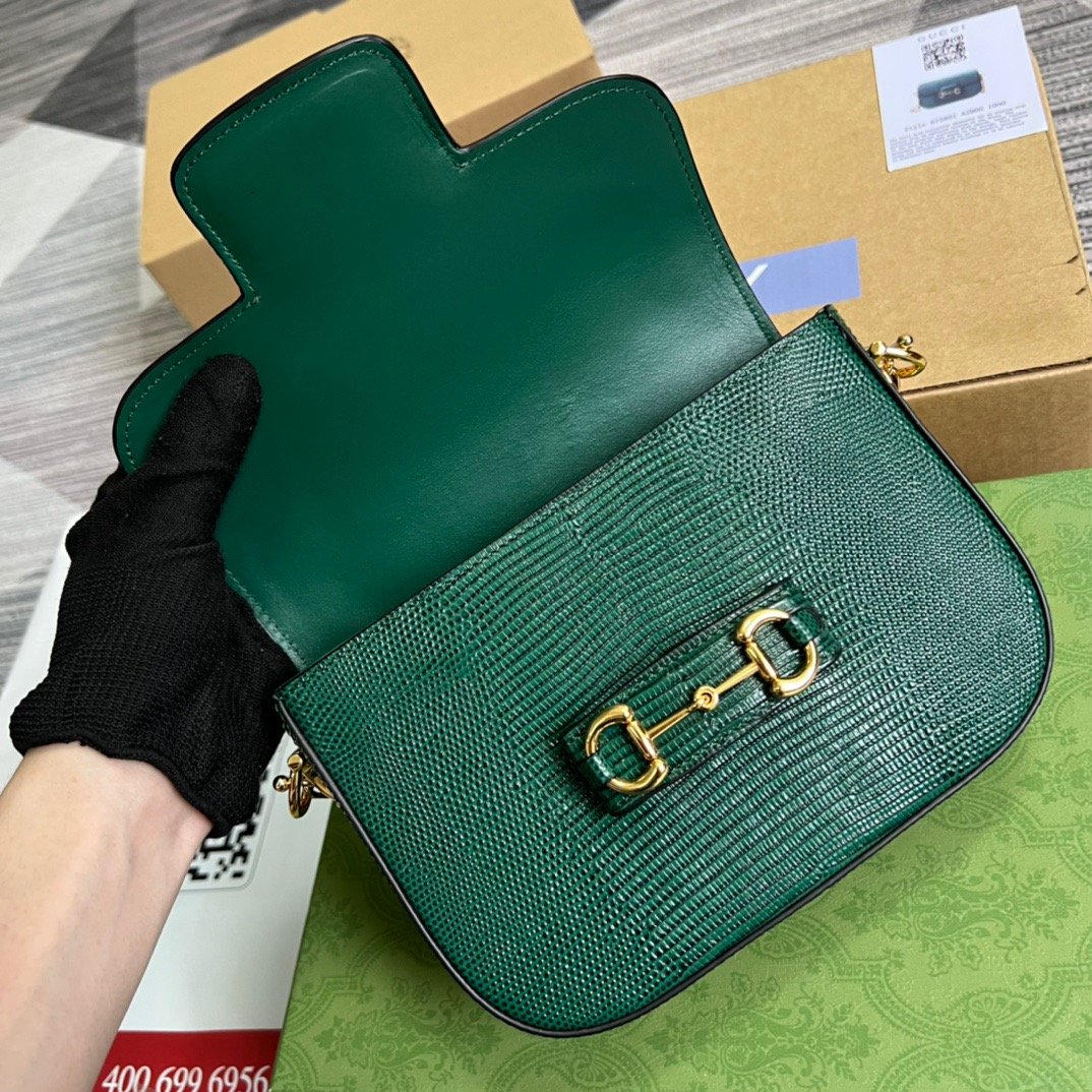 gg Horsebit 1955 Lizard Mini Bag Green For Women, Women’s Bags 8in/20cm gg 675801 LUZ0G 3154