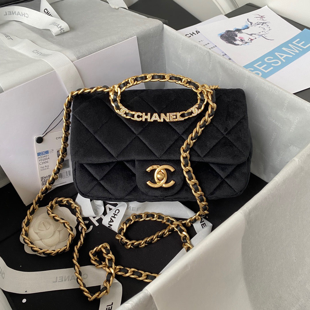 Chanel Flap Bag Gold Hardware Black For Women, Women’s Handbags, Shoulder Bags 9.4in/24cm AS3451