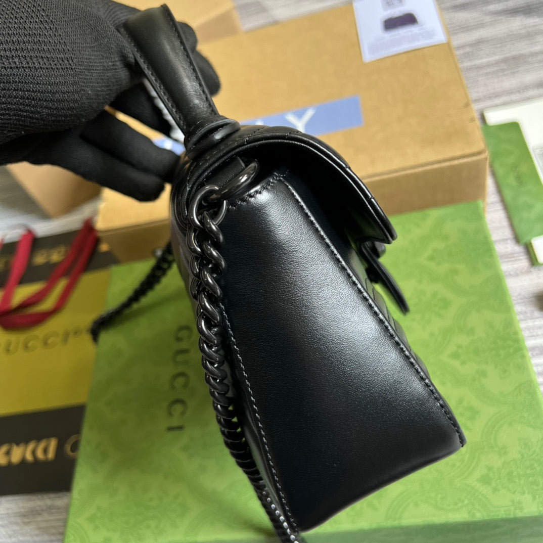 gg Marmont Mini Top Handle Bag Black For Women, Women’s Bags 8.3in/21cm gg 