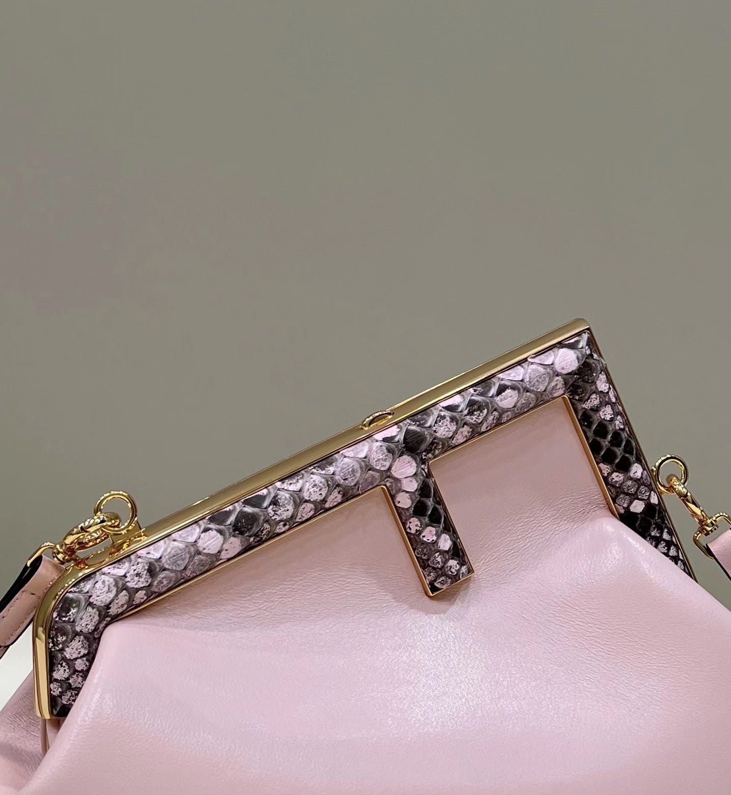 FI First Small Pink and Pink python Bag For Woman 26cm/10in