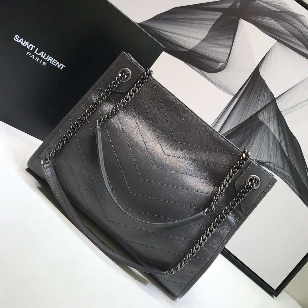 YSSL Niki Medium Shopping Bag Gray For Women 12.6in/32cm YSL 577999
