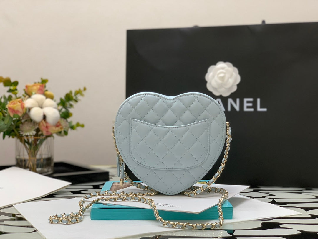 ChanelMini Heart Bag Grey For Women 7in/18cm AS3191 B07958