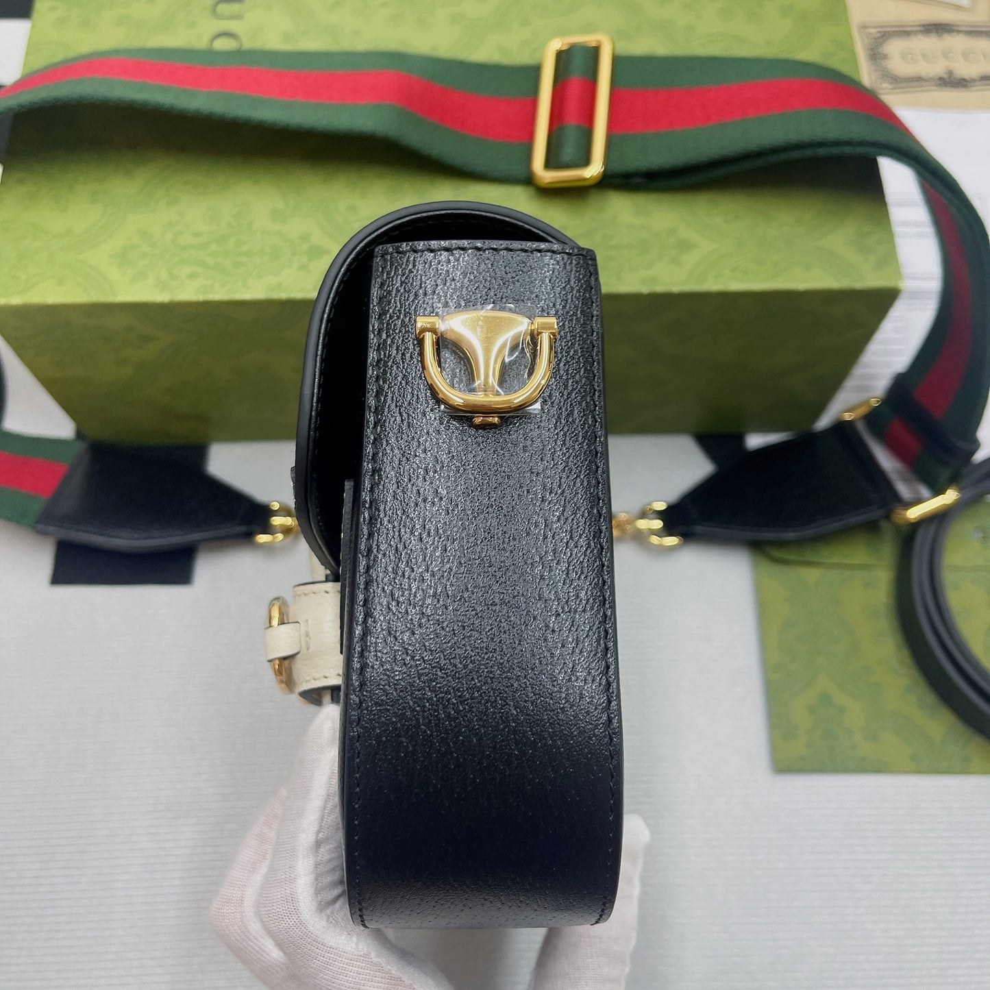 gg x Adidas Horsebit 1955 Mini Bag Black For Women, Women’s Bags 8.1in/21cm gg 658574 U3ZDG 8726