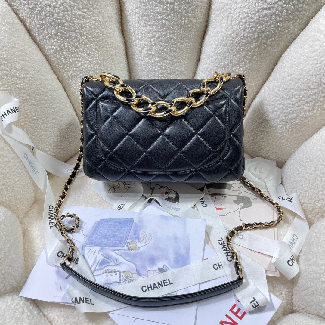 ChanelLarge Flap Bag Gold Hardware Black For Women, Women’s Handbags, Shoulder Bags 9.1in/23cm AS3367