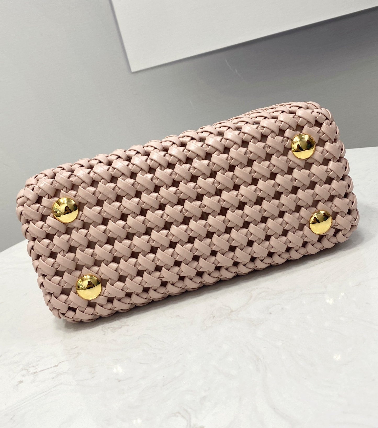 FI Peekaboo Mini Pale Pink Braided Bag For Woman 18cm/7in