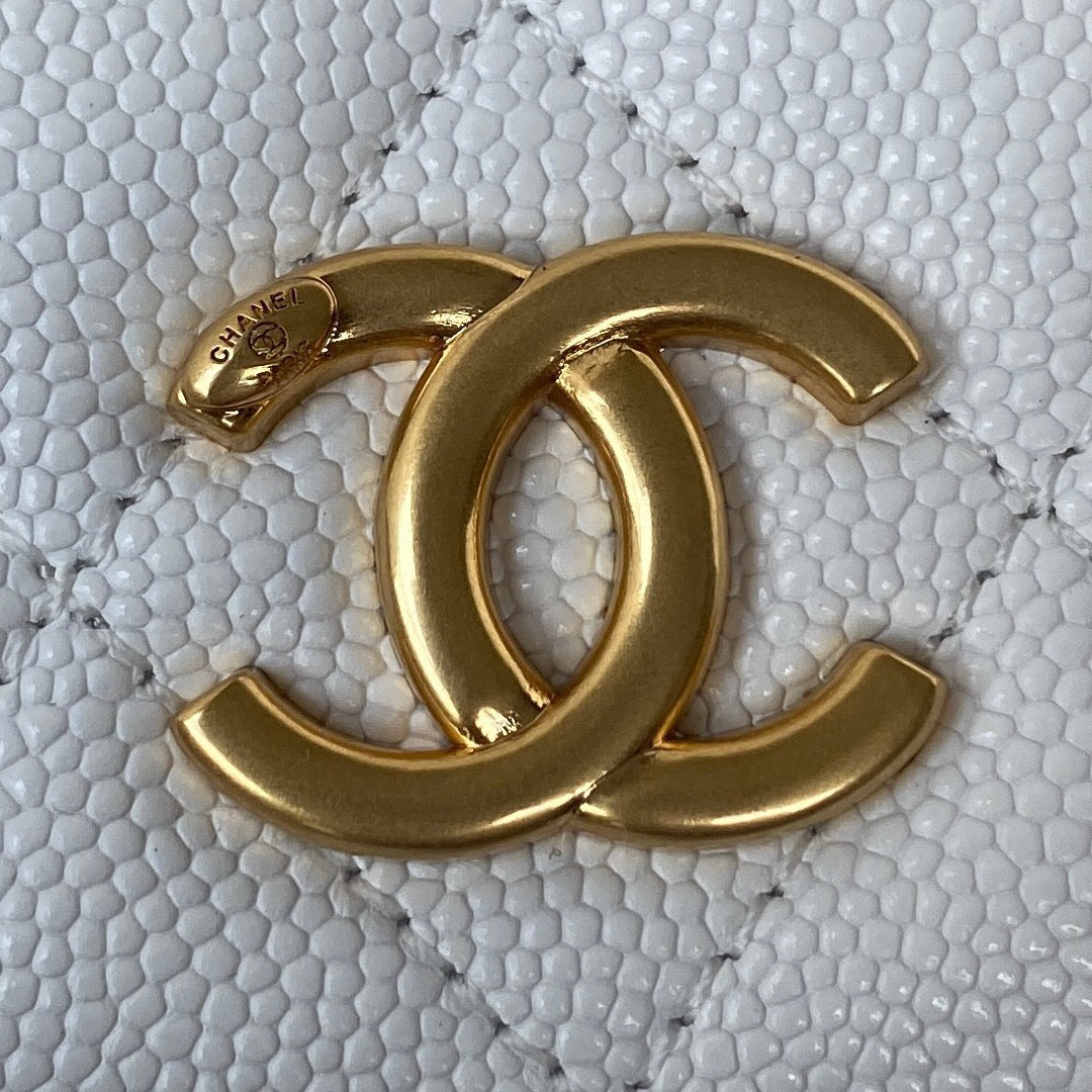 Chanel Clutch With Chain Gold Hardware Grained Shinny White For Women, Women’s Handbags, Shoulder Bags 4.7in/12cm AP2857