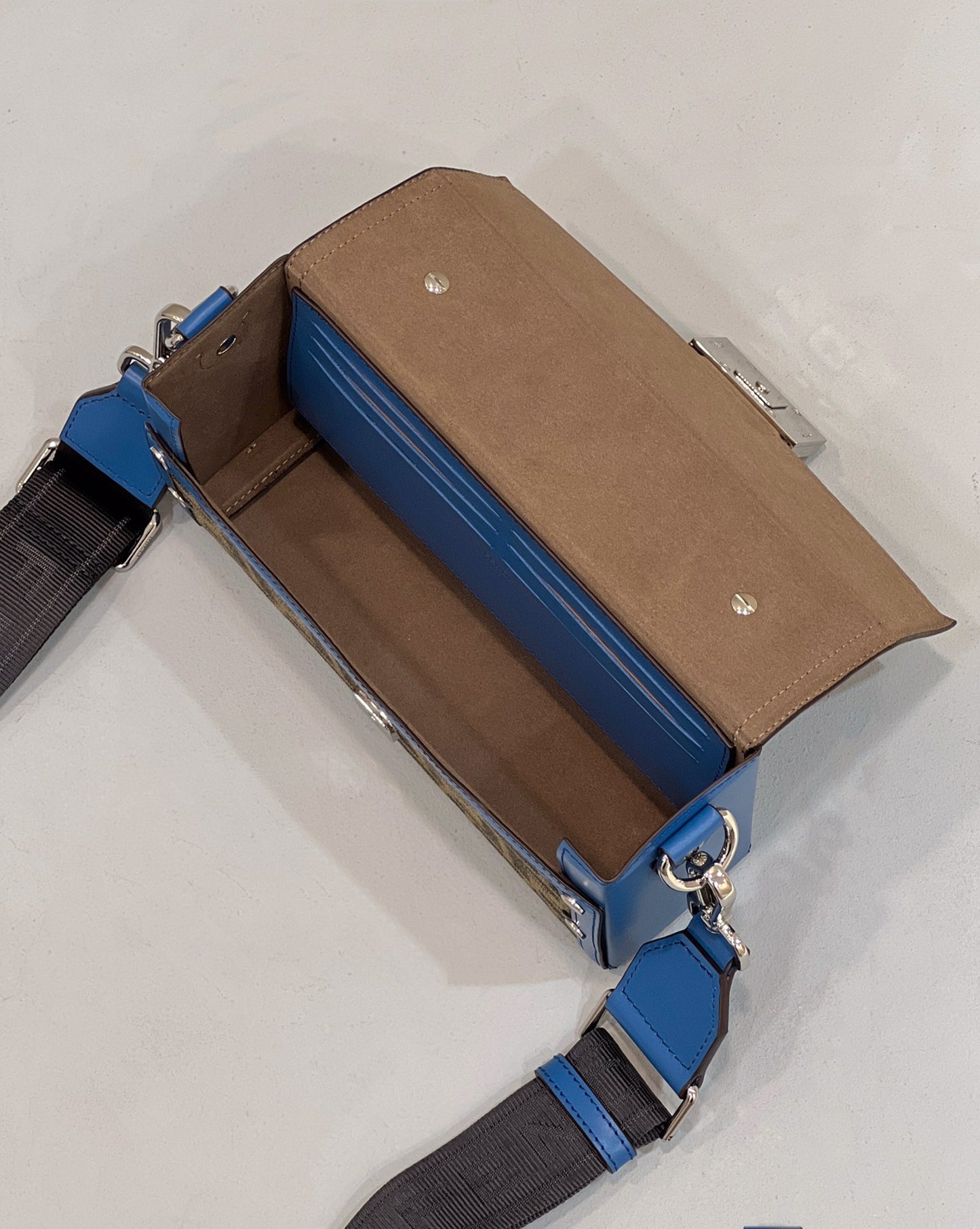 FI Mon Baguette Soft Trunk Brown and Blue Bag For Woman 21.5cm/8.5in