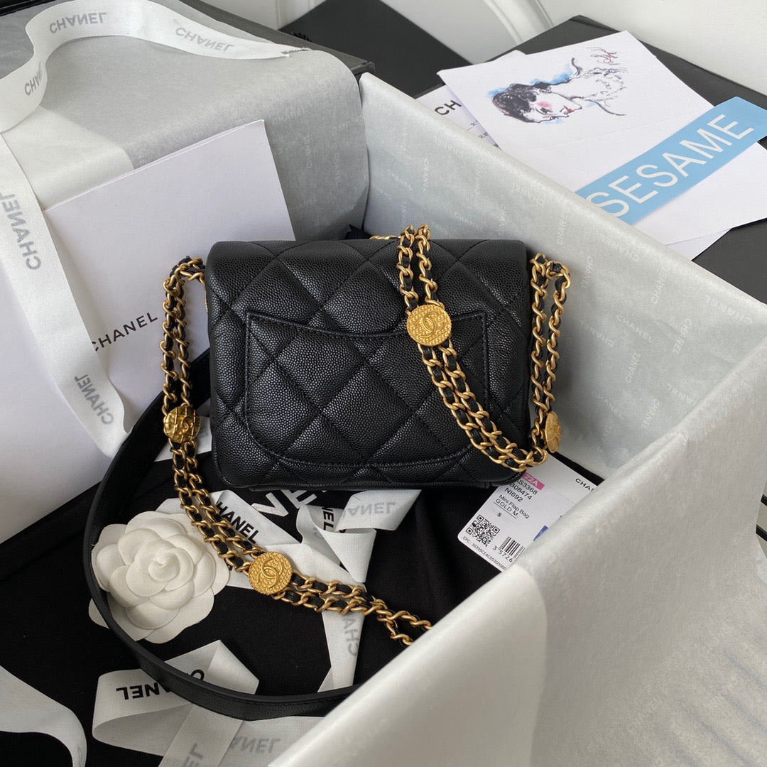 ChanelMini Flap Bag With Top Handle Gold Hardware Black For Women, Women’s Handbags, Shoulder Bags 7.9in/20cm AS2431